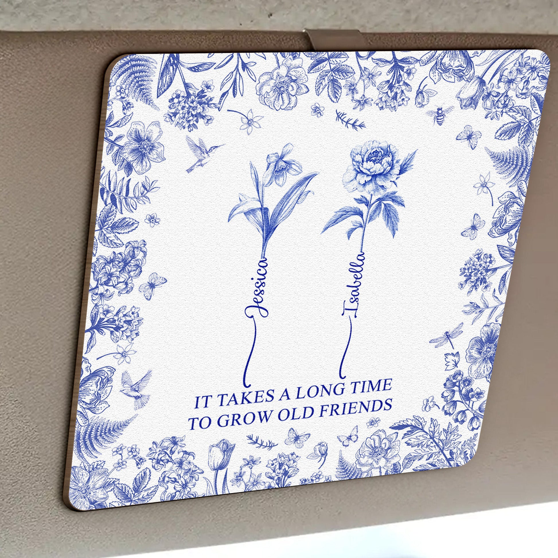 It-Takes-A-Long-Time-To-Grow-Old-Friends-Personalized-Wooden-Car-Visor-Clip-2