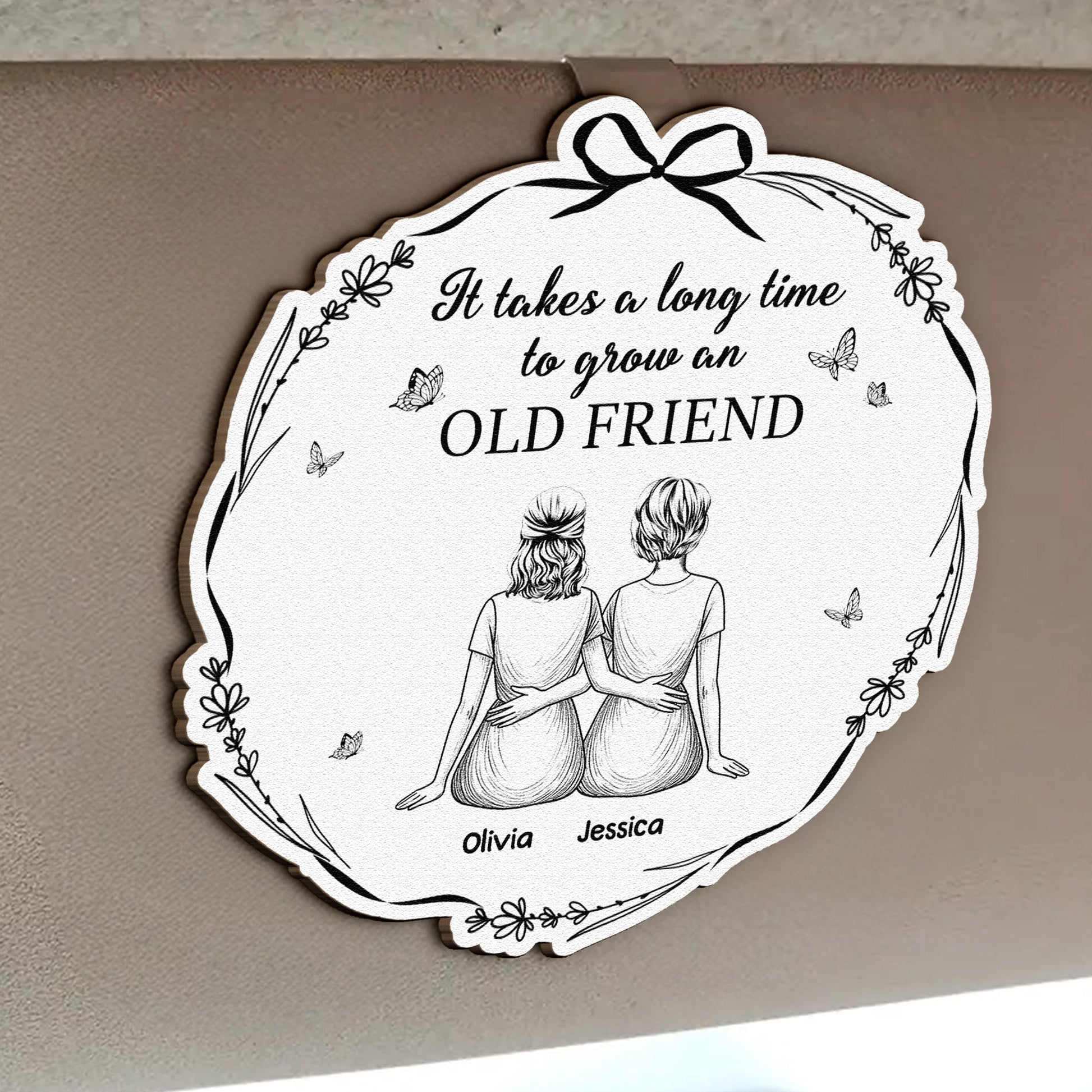 It-Takes-Long-Time-To-Grow-Old-Friends-Personalized-Wooden-Car-Visor-Clip-2