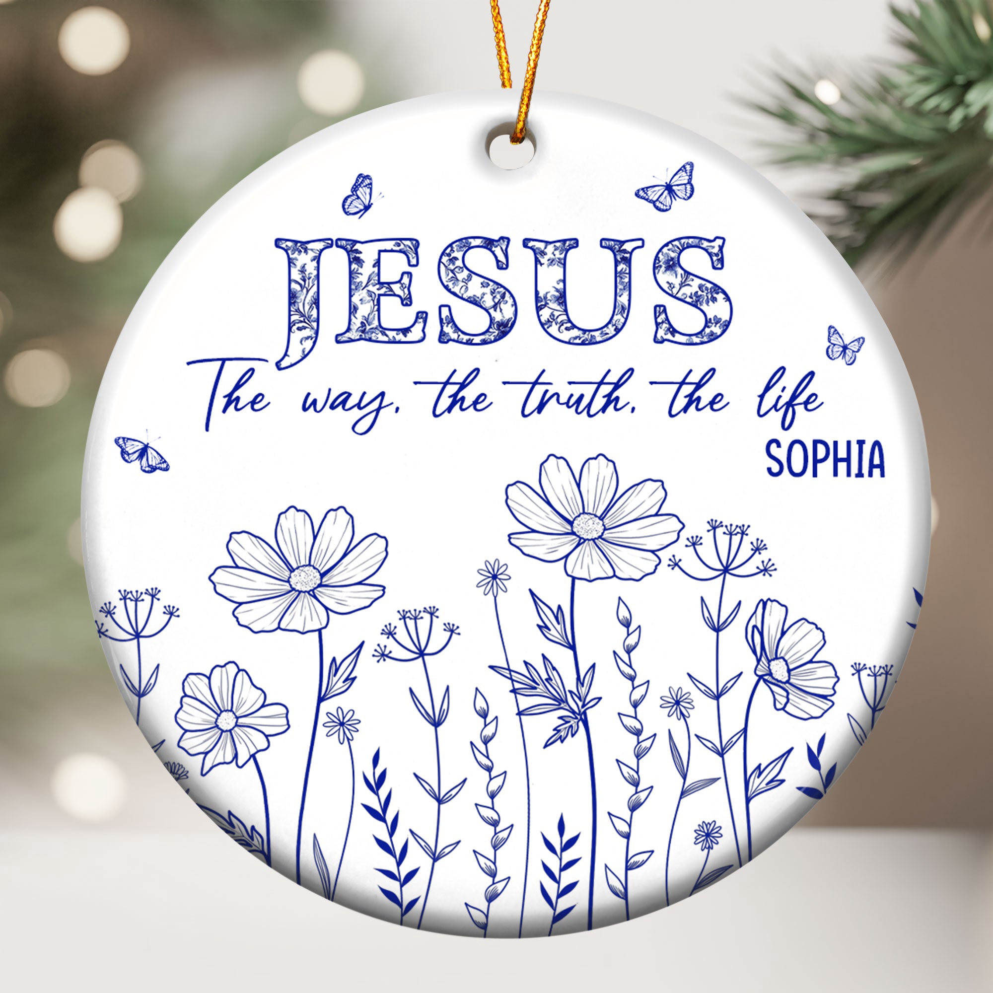 Jesus The Way, The Truth, The Life - Personalized Ceramic Ornament