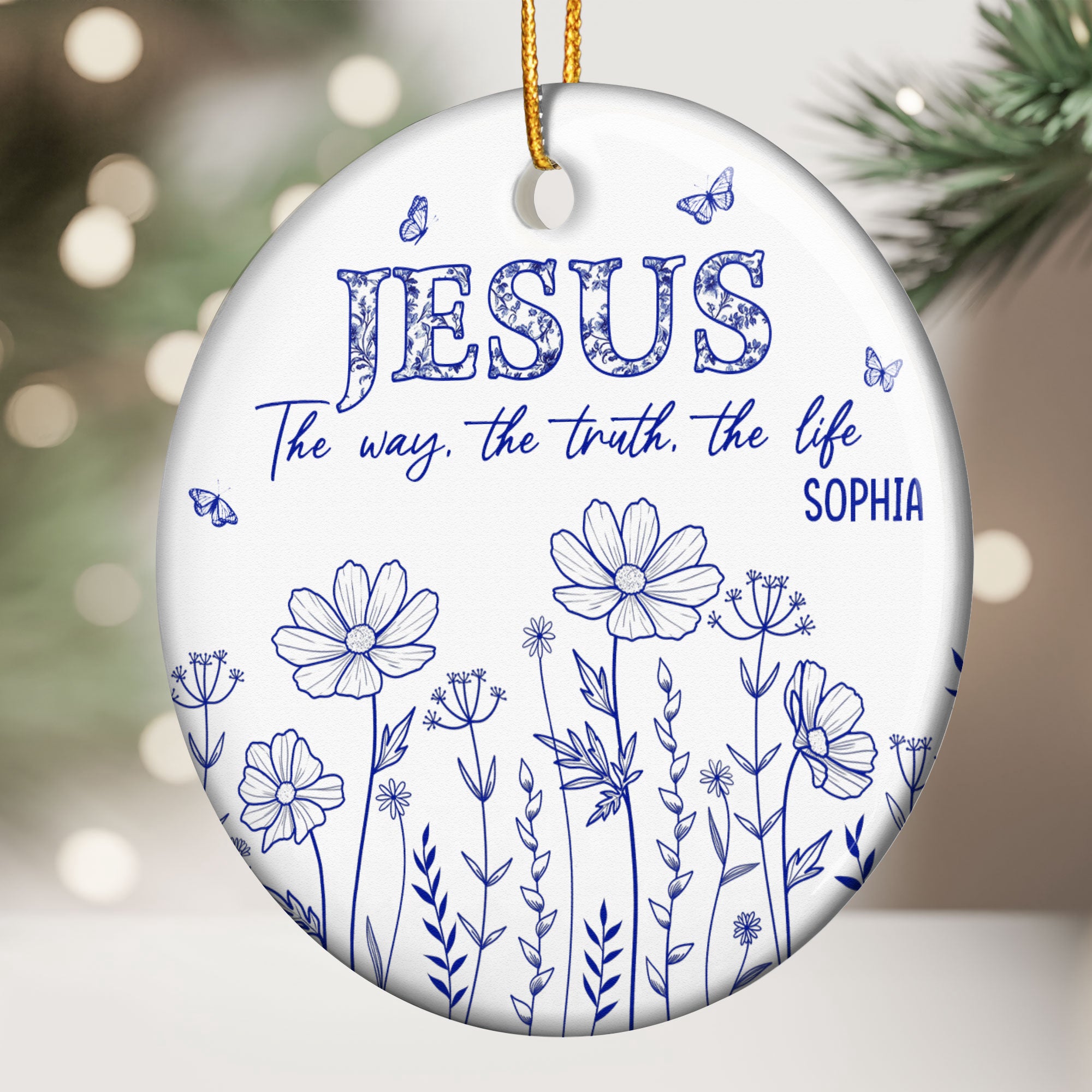 Jesus The Way, The Truth, The Life - Personalized Ceramic Ornament