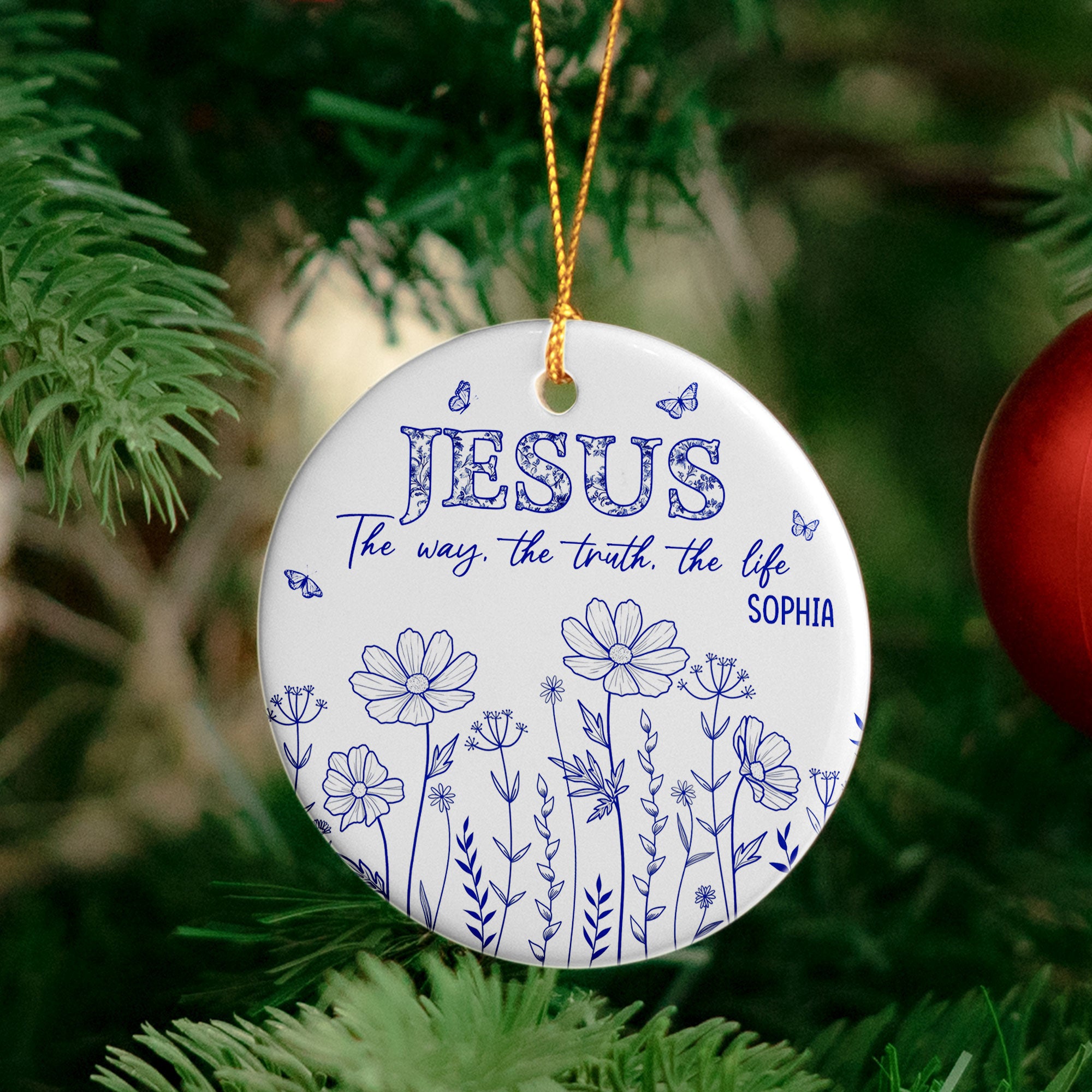 Jesus The Way, The Truth, The Life - Personalized Ceramic Ornament