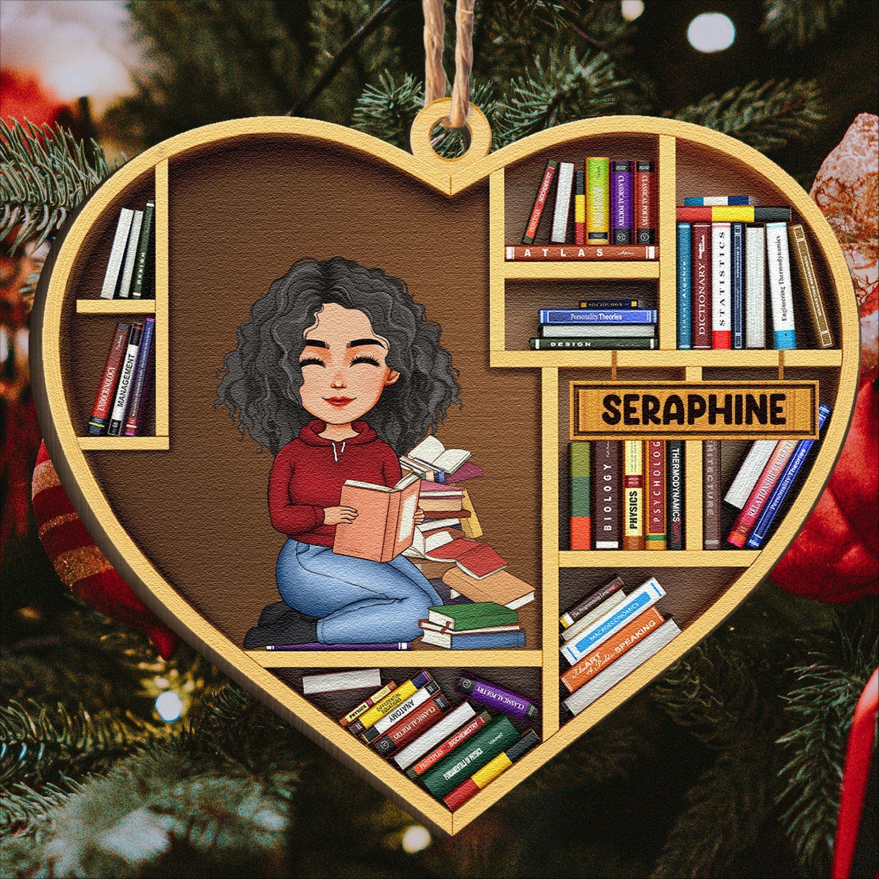 Just A Girl Who Loves Books - Personalized Custom Shaped Wooden Ornament