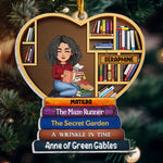 Girl Under Book Christmas Tree - Personalized Custom Shaped Acrylic Ornament