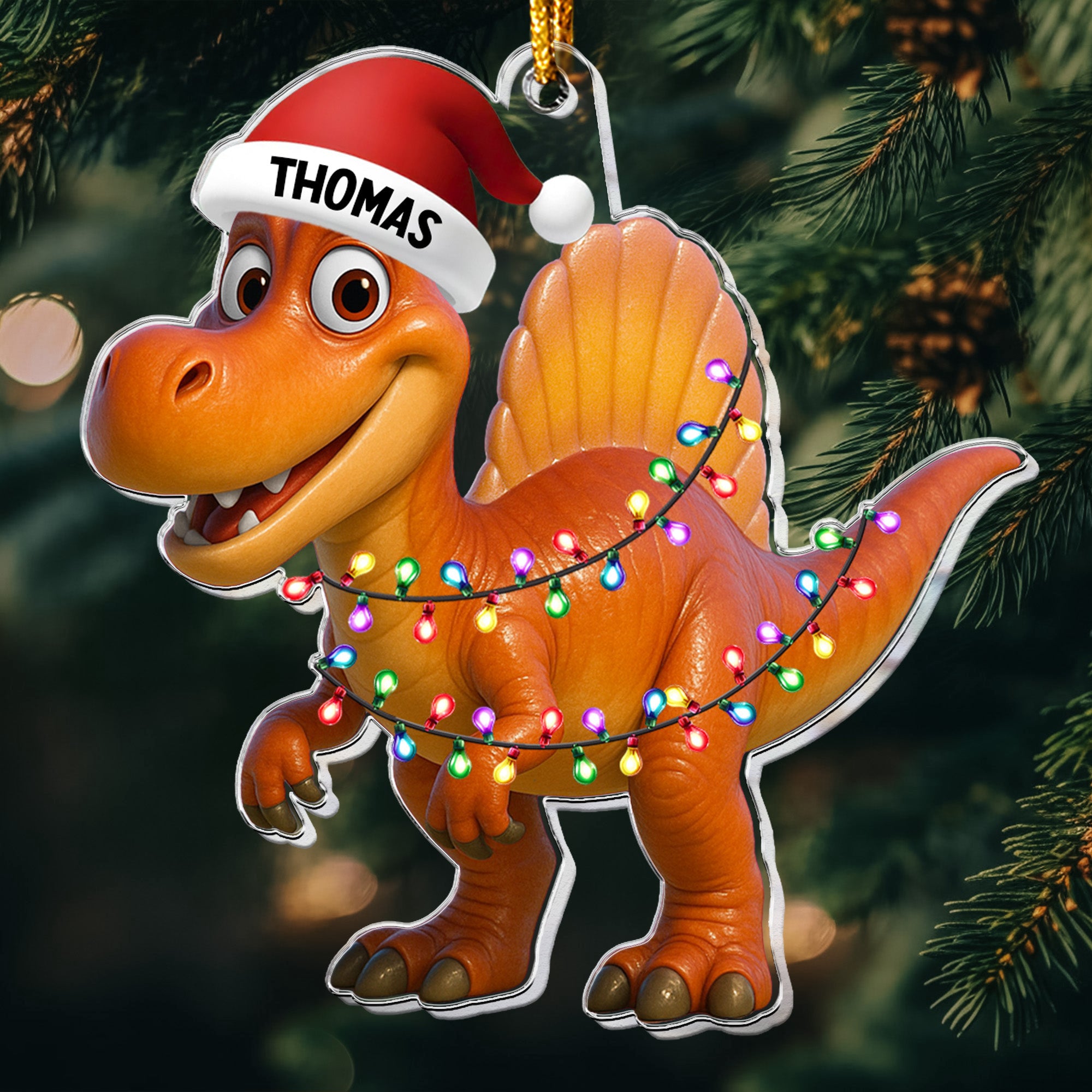 Kid Cartoon Christmas Dinosaurus - Personalized Acrylic Ornament