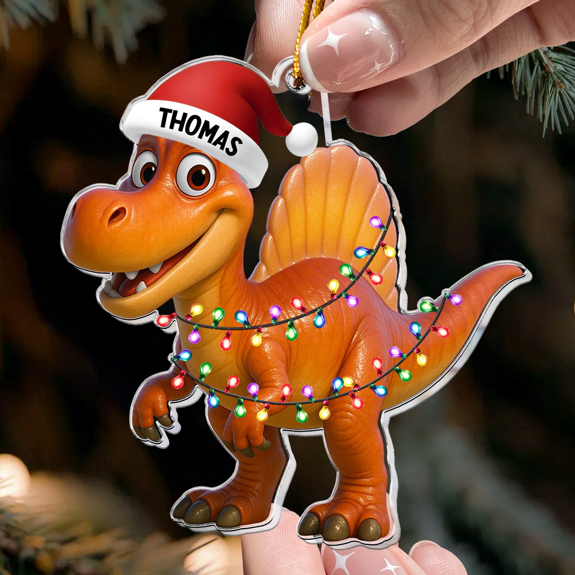 Kid Cartoon Christmas Dinosaurus - Personalized Acrylic Ornament