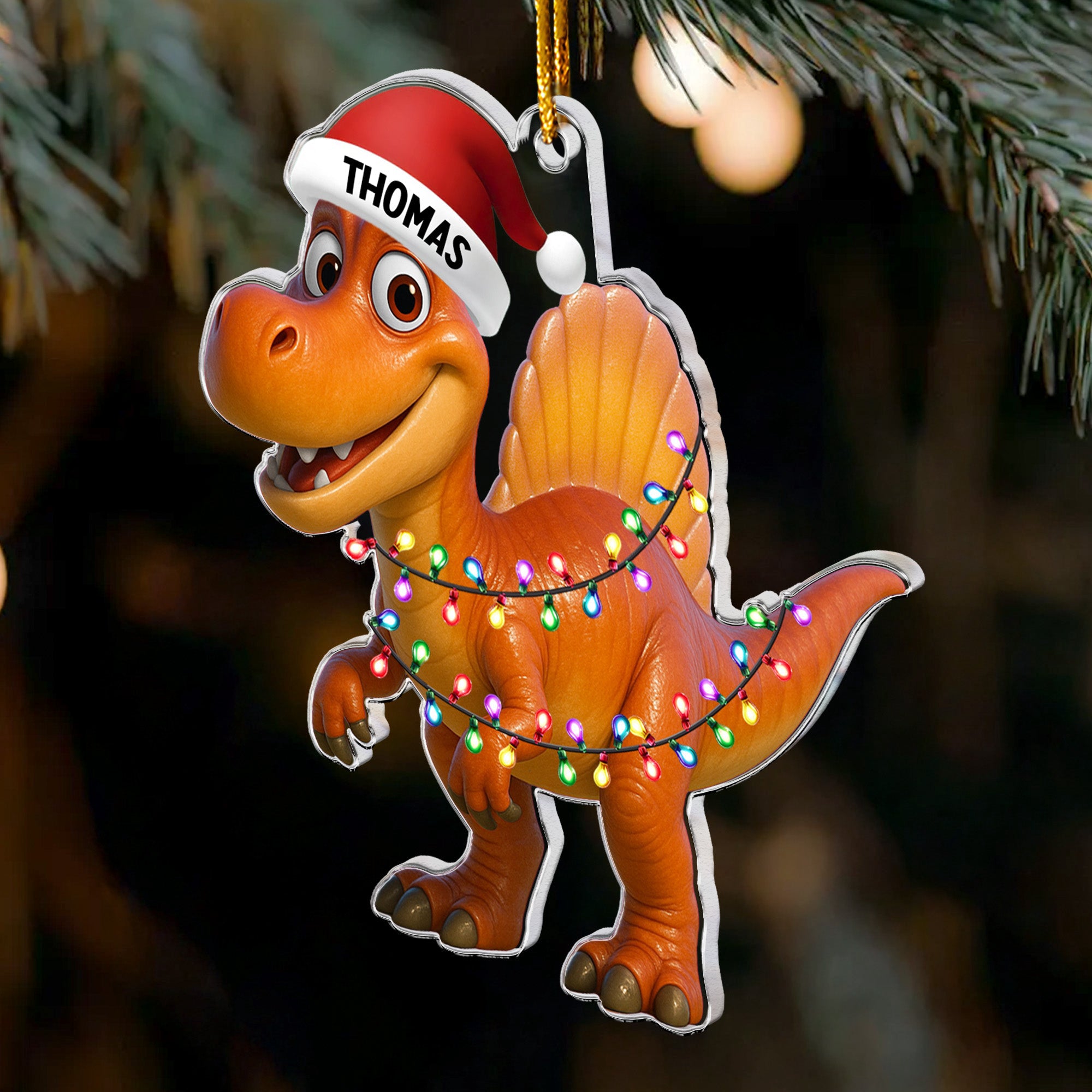 Kid Cartoon Christmas Dinosaurus - Personalized Acrylic Ornament