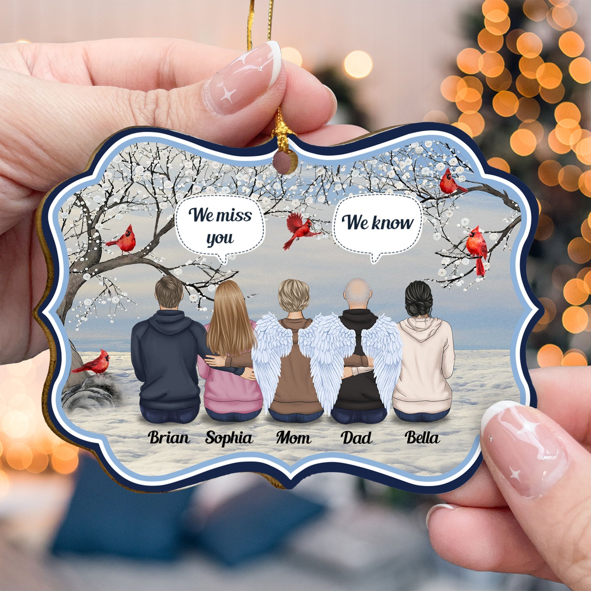 Letter From Heaven - Personalized Christmas Wooden Card With Pop Out Ornament - Memorial Gift For Brothers, Sisters, Family Members