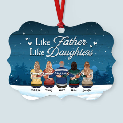 Like Father Like Daughters, Sons - Personalized Aluminum Ornament - Family Hugging