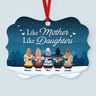 Like Mother, Father Like Daughters, Sons - Personalized Aluminum Ornament - Christmas Gift For Mother, Mom, Mama - Family Hugging