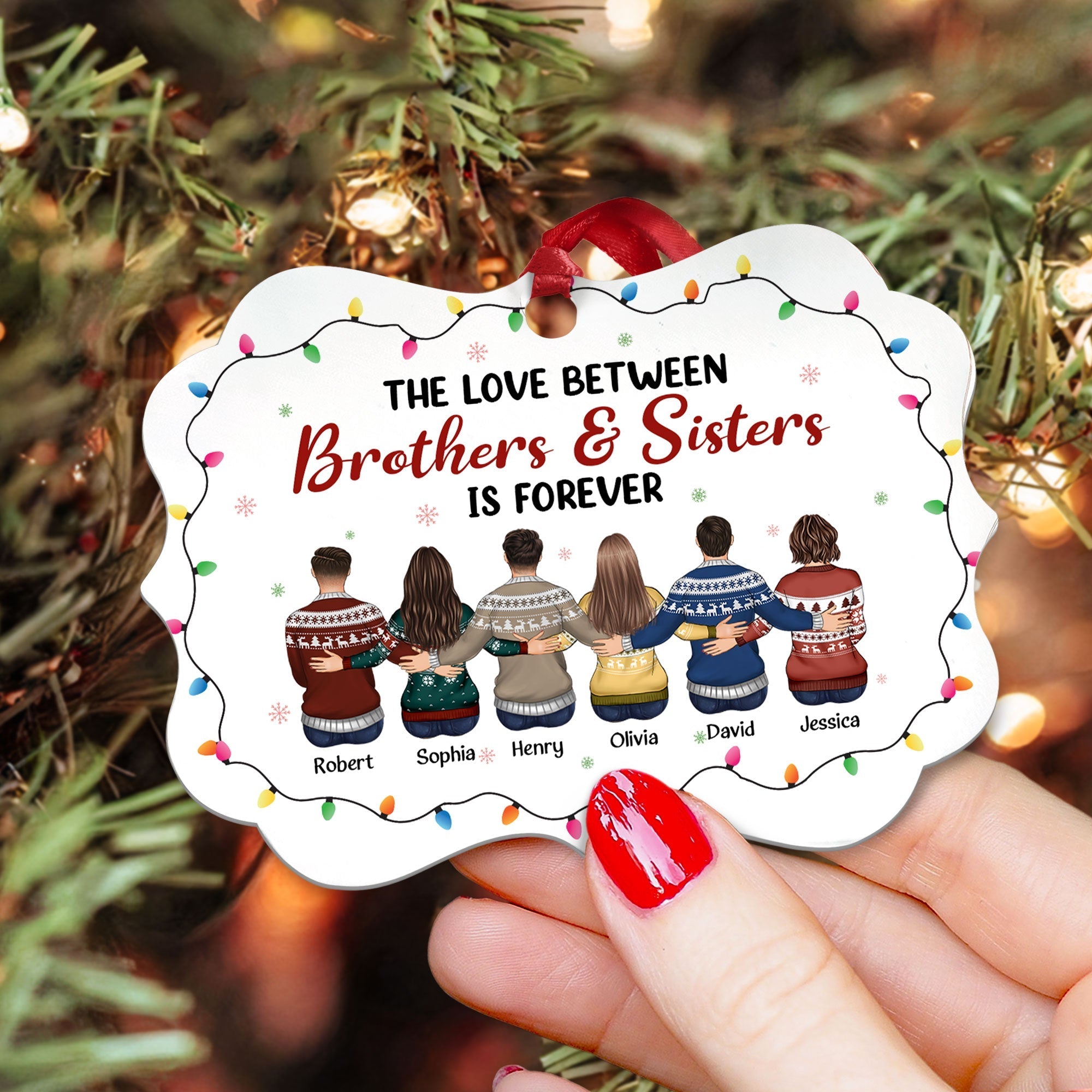 Love Between Brothers & Sisters - Personalized Aluminum Ornament