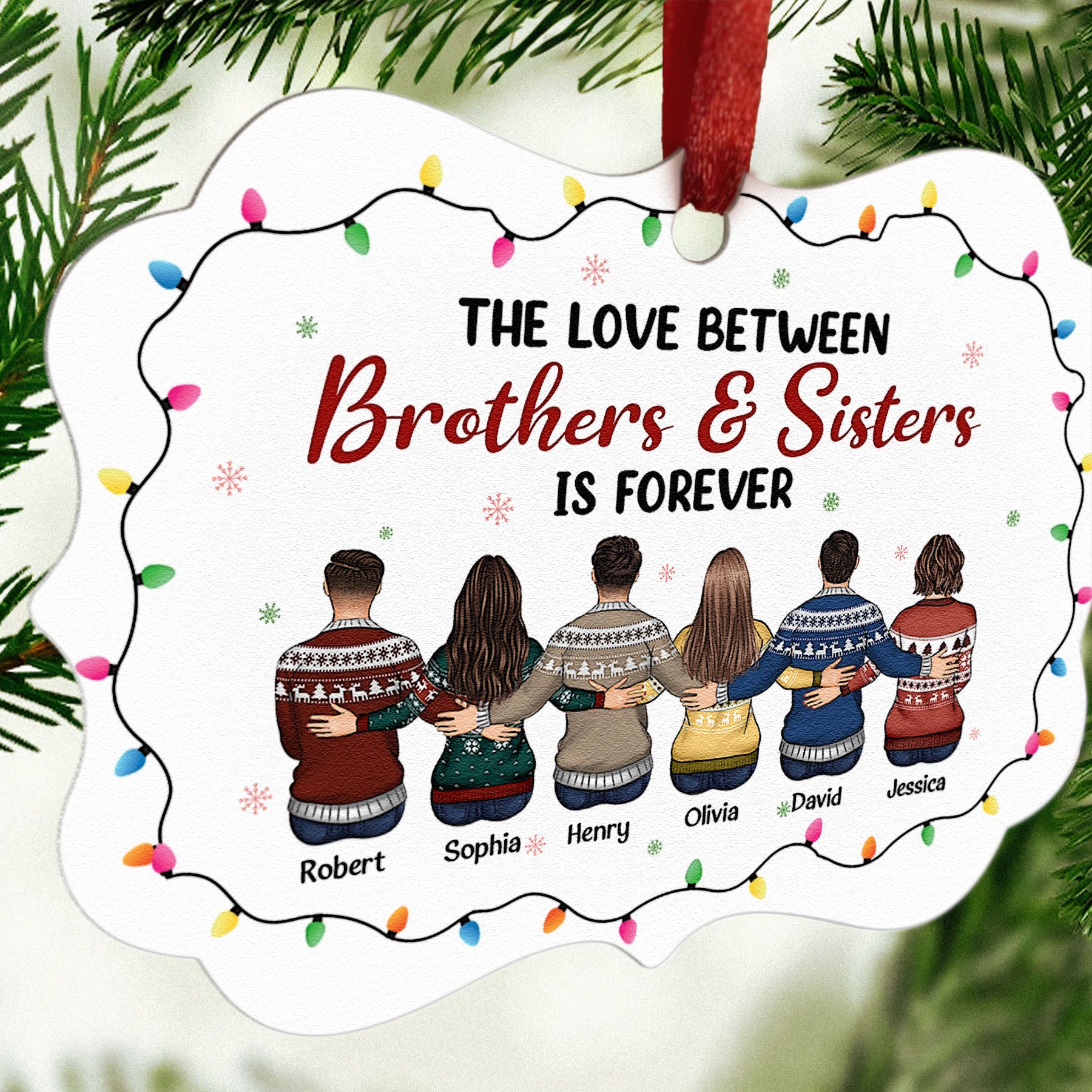 Love Between Brothers & Sisters - Personalized Aluminum Ornament