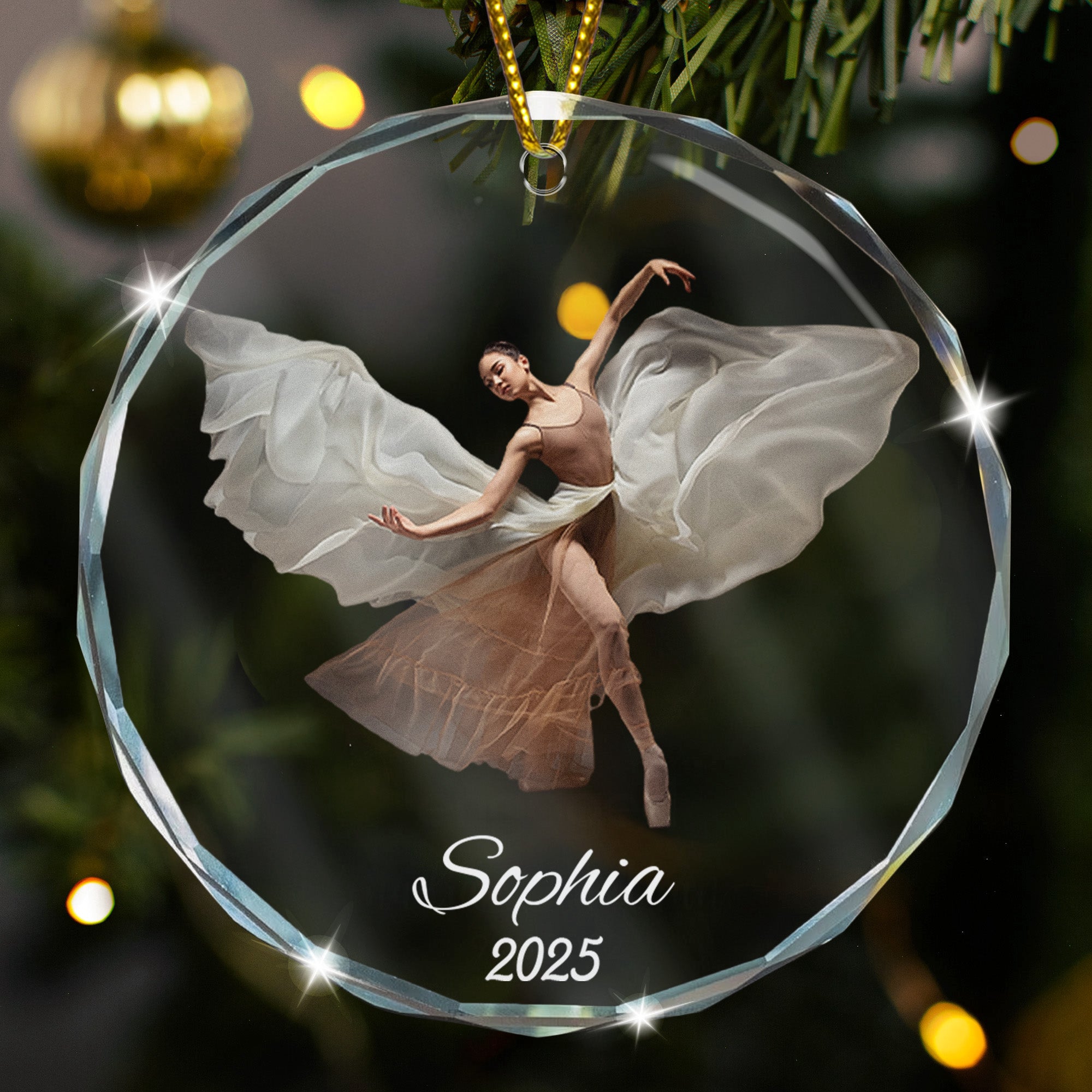Lovely Little Ballerina Dancing Ballet - Personalized Glass Photo Ornament
