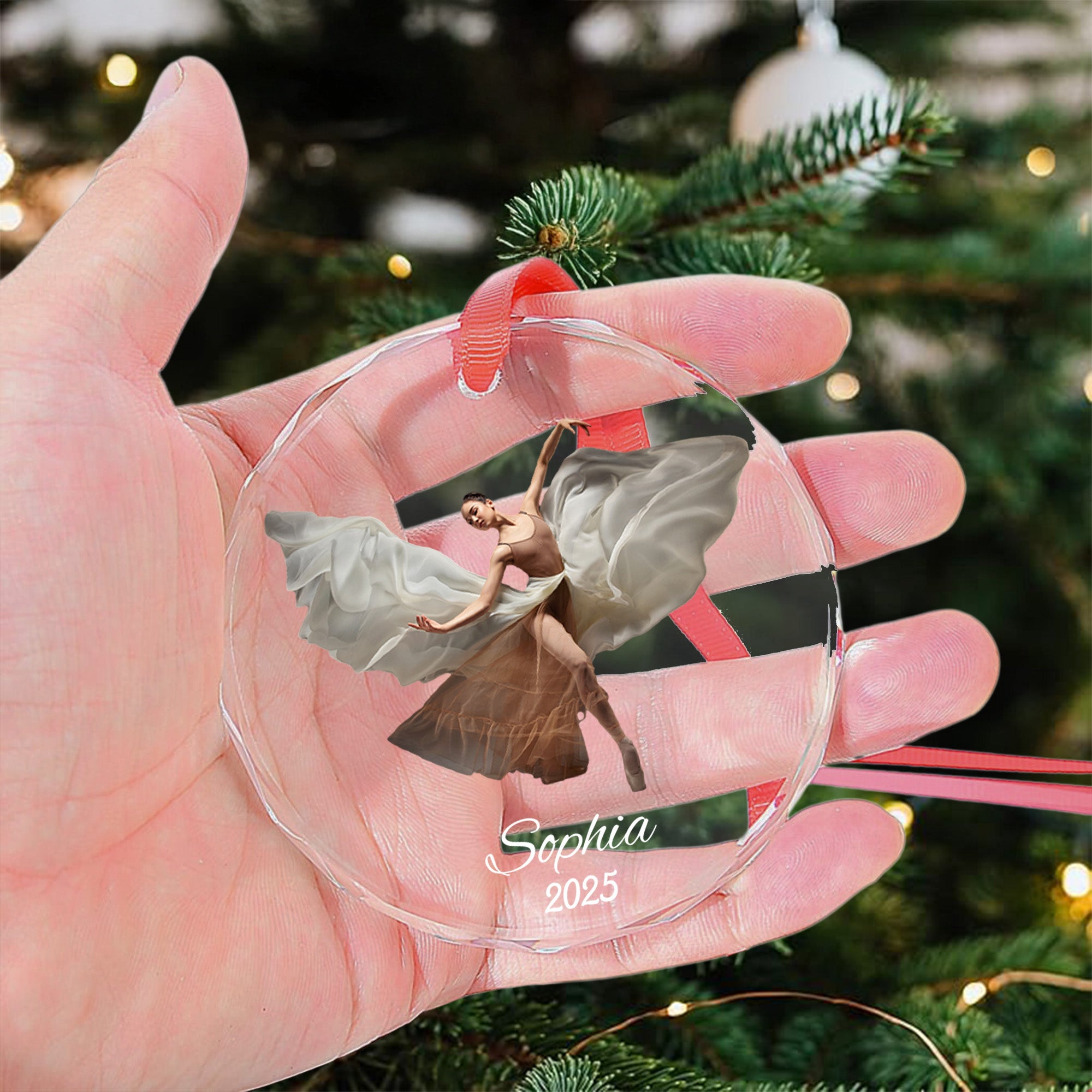 Lovely Little Ballerina Dancing Ballet - Personalized Glass Photo Ornament