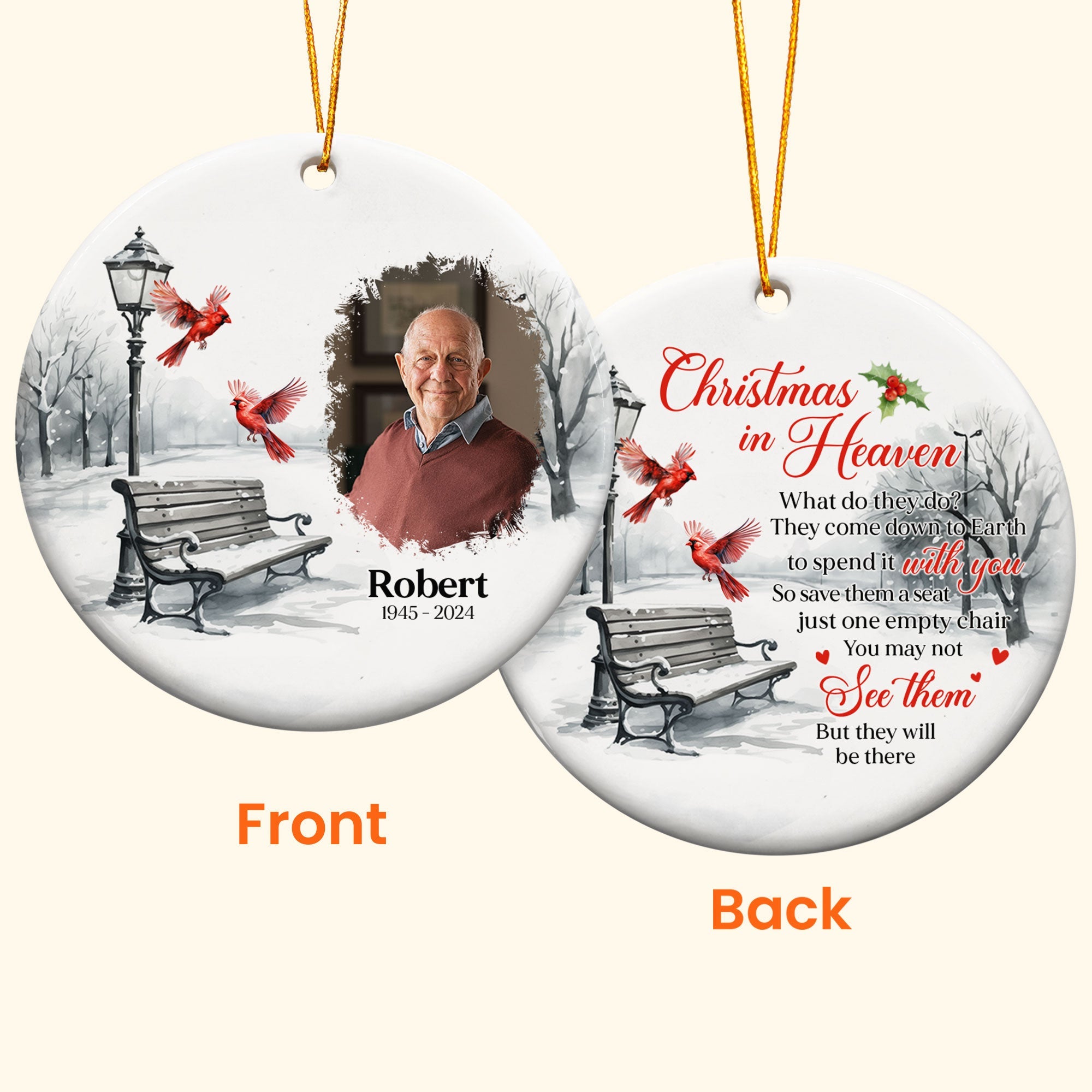 Memorial Christmas In Heaven - Personalized Ceramic Photo Ornament