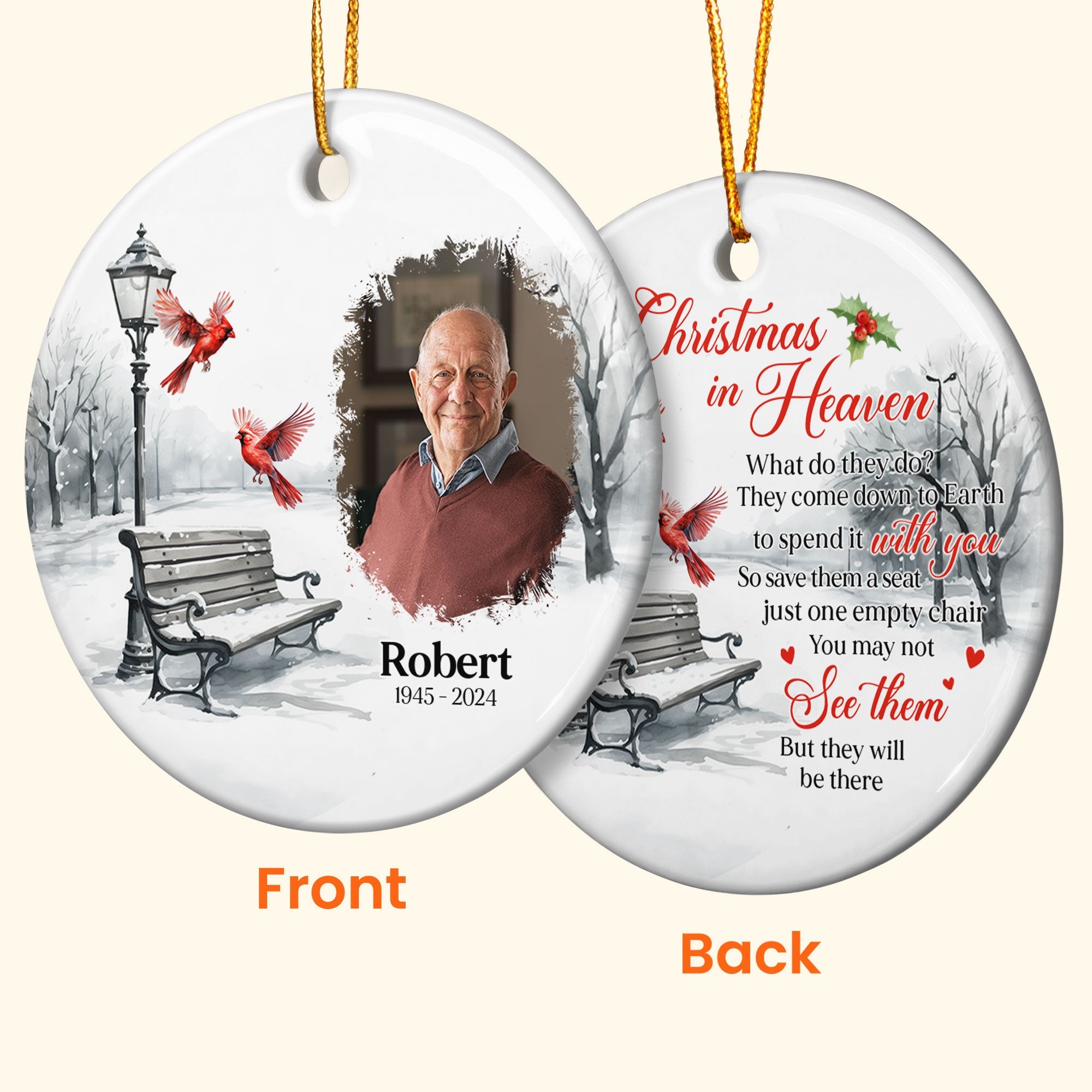 Memorial Christmas In Heaven - Personalized Ceramic Photo Ornament