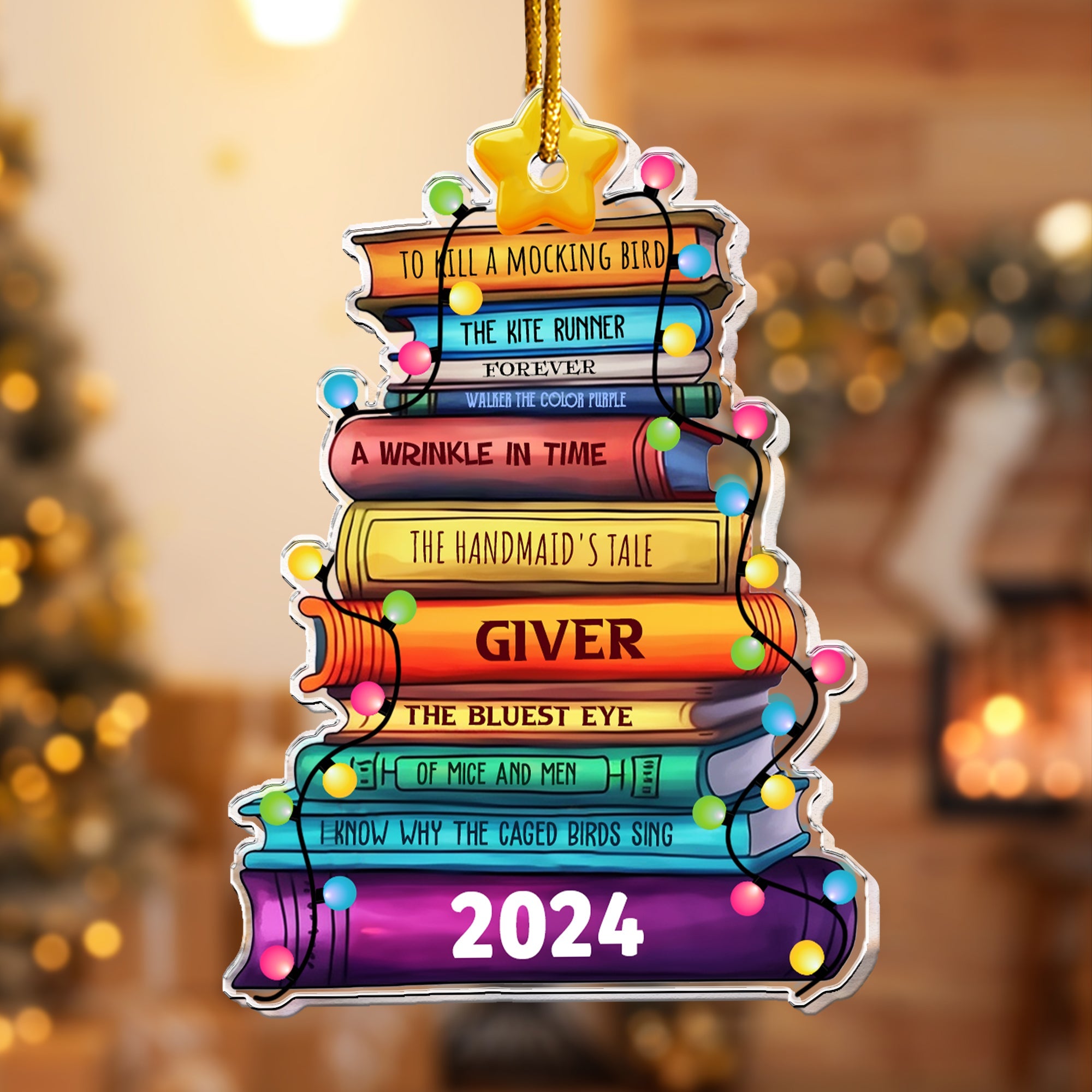 Merry Bookmas - Personalized Acrylic Ornament