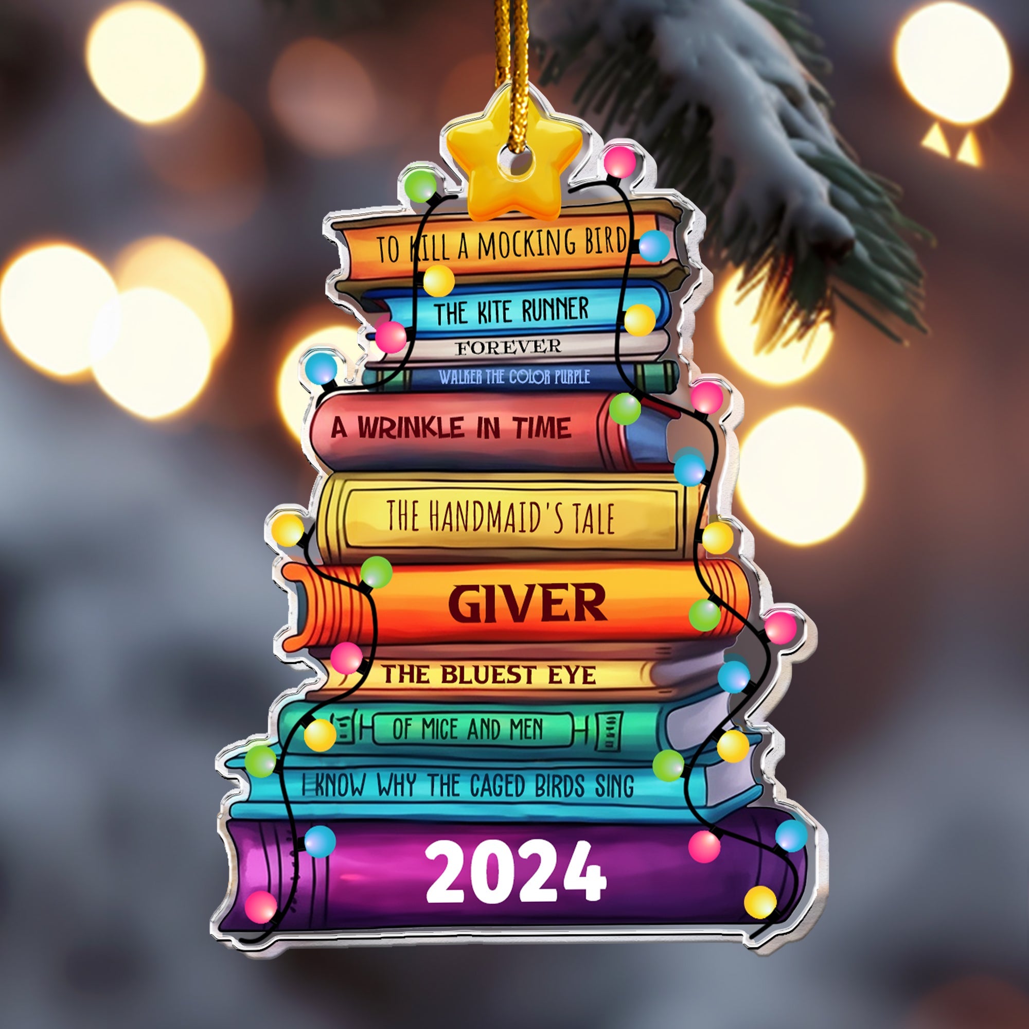 Merry Bookmas - Personalized Acrylic Ornament