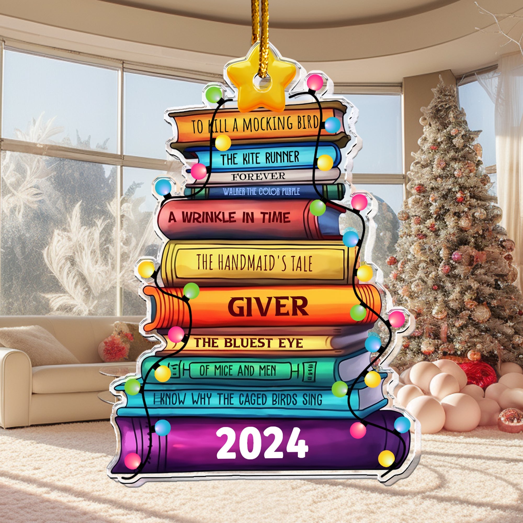 Merry Bookmas - Personalized Acrylic Ornament