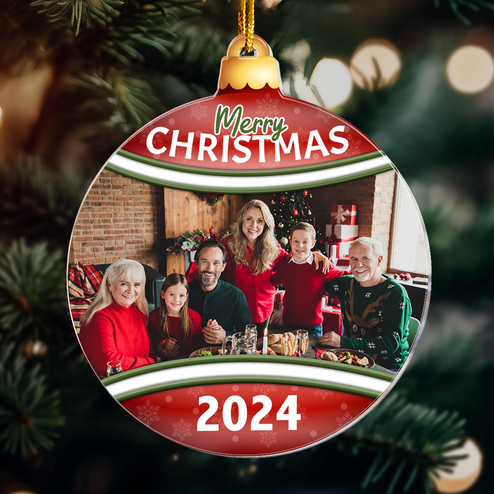 Merry Christmas With Family - Personalized Acrylic Photo Ornament