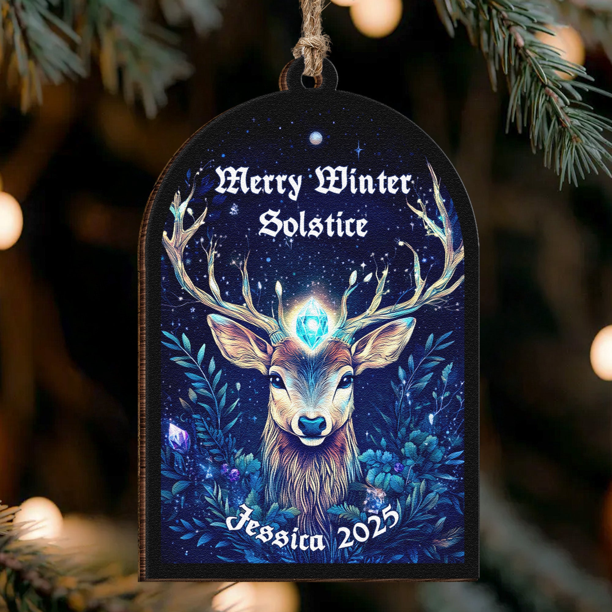 Merry Winter Solstice Wicca - Personalized Wooden Ornament