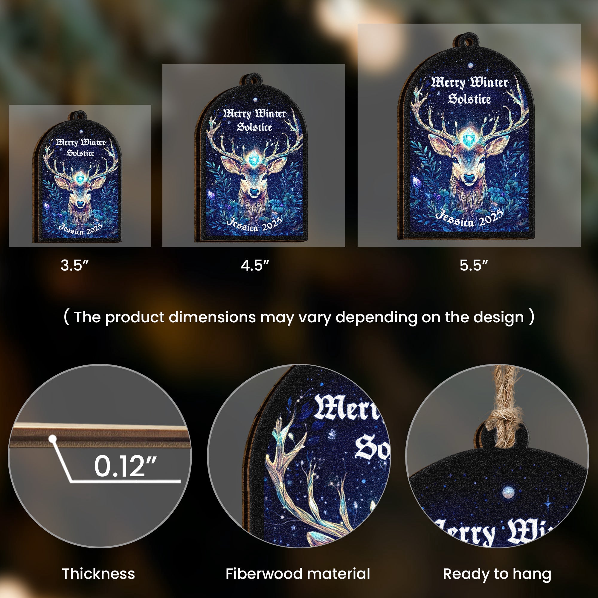 Merry Winter Solstice Wicca - Personalized Wooden Ornament