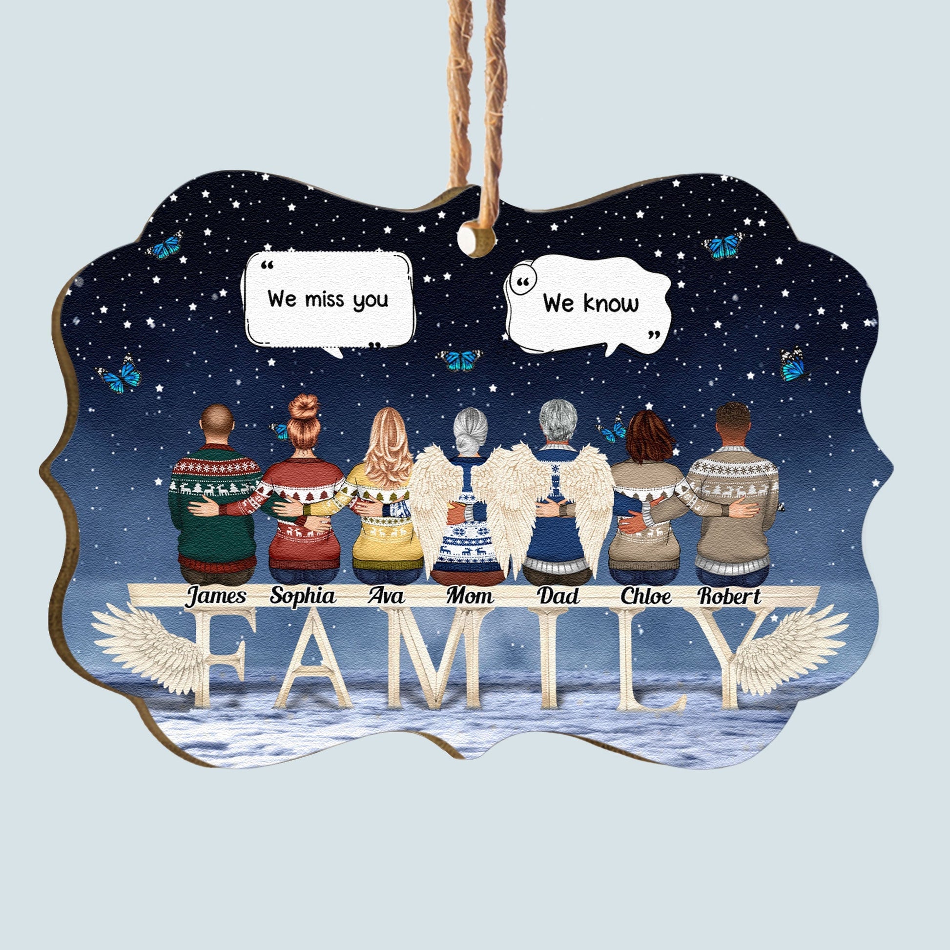 Miss You Beyond The Stars - Personalized Aluminum, Wooden Ornament - Memorial Christmas Gift For Family Members, Brothers, Sisters, Mom And Dad