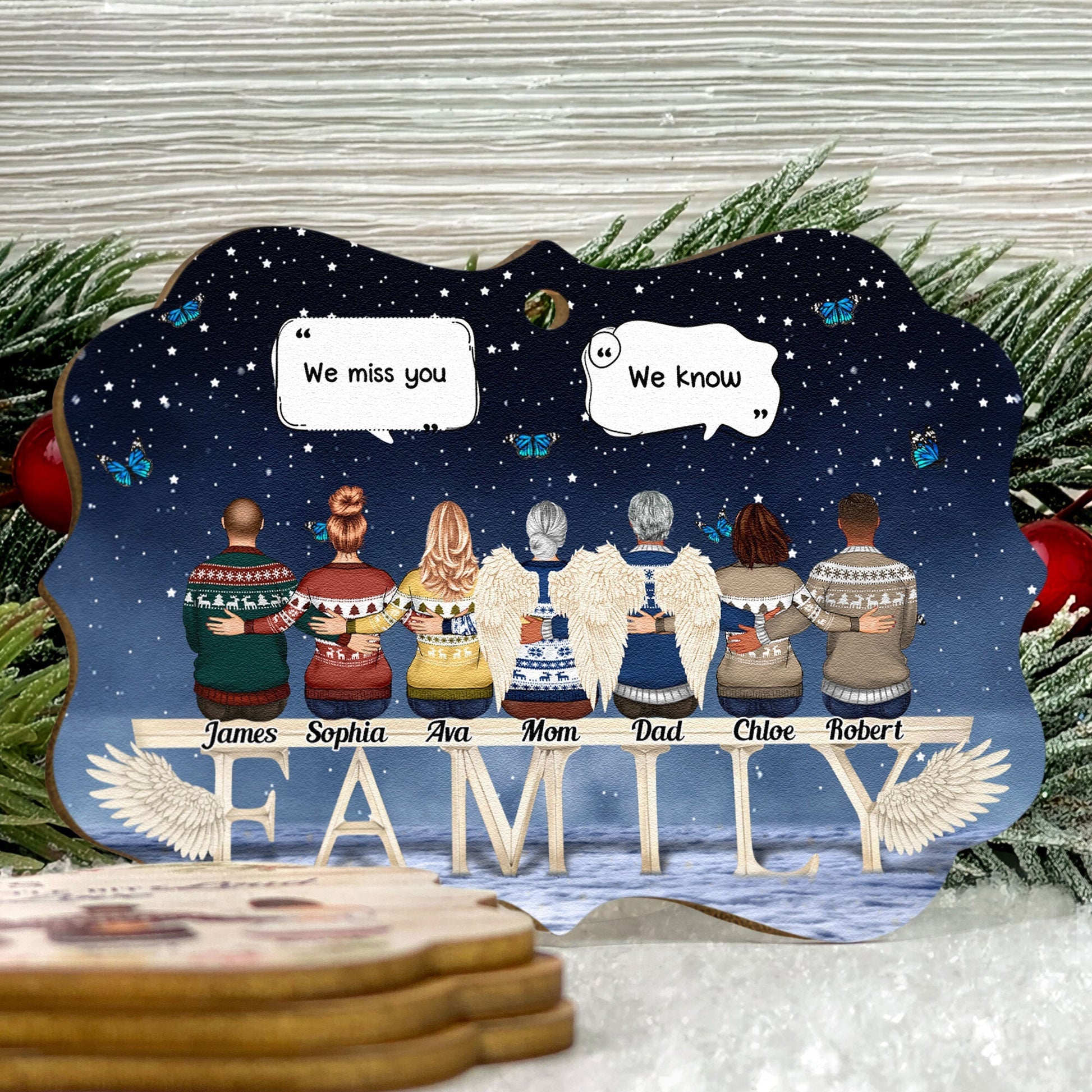 Miss You Beyond The Stars - Personalized Aluminum, Wooden Ornament - Memorial Christmas Gift For Family Members, Brothers, Sisters, Mom And Dad