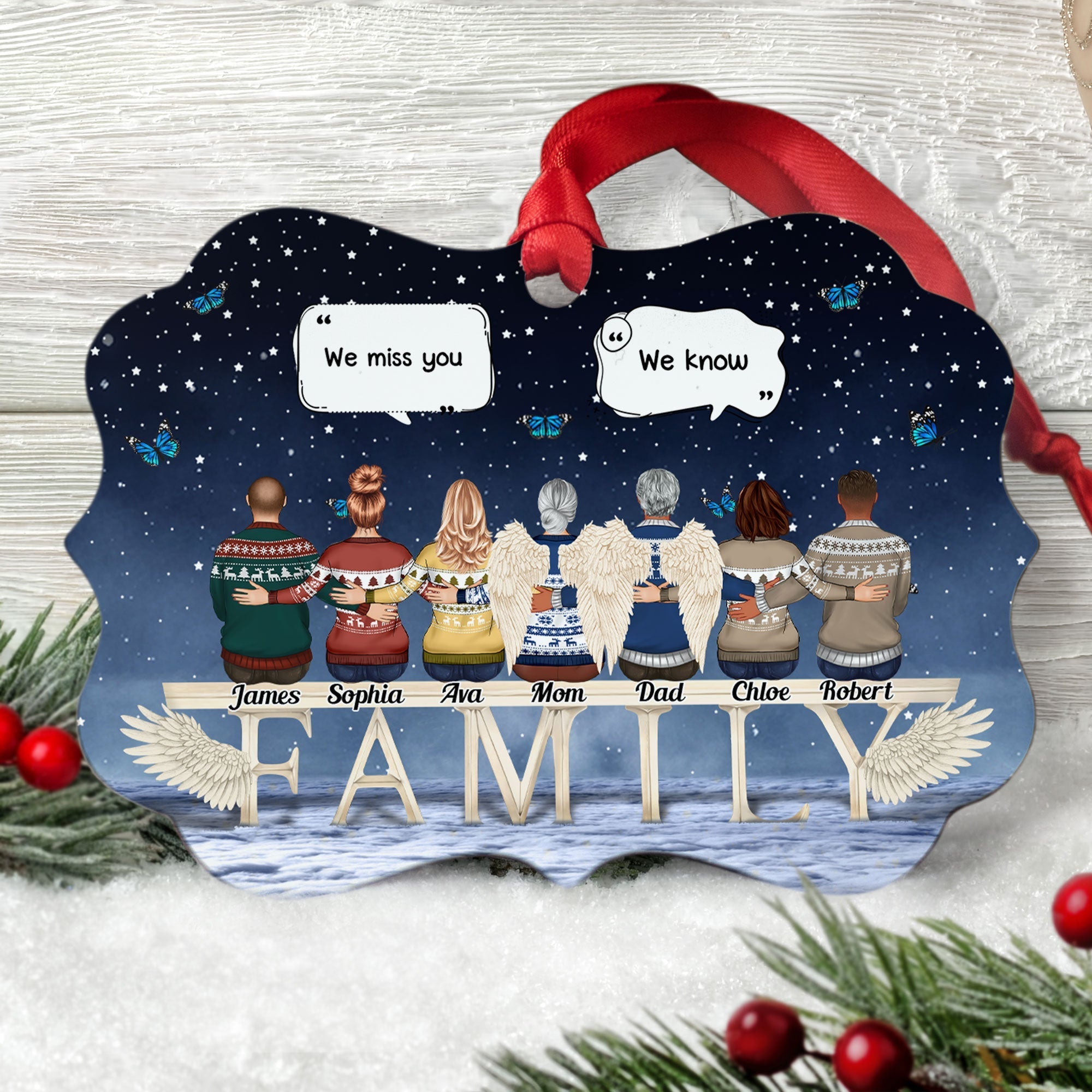 Miss You Beyond The Stars - Personalized Aluminum, Wooden Ornament - Memorial Christmas Gift For Family Members, Brothers, Sisters, Mom And Dad