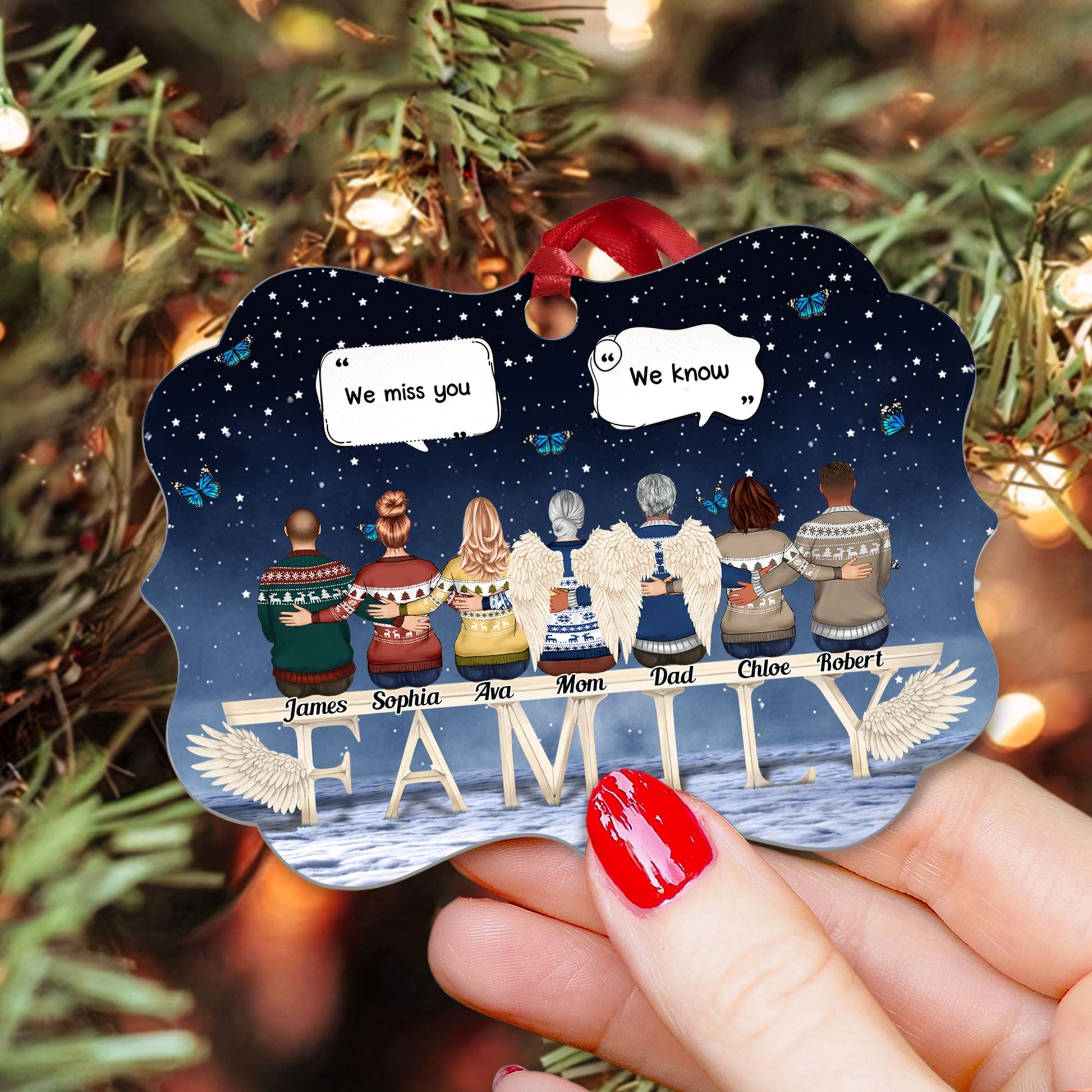 Miss You Beyond The Stars - Personalized Aluminum, Wooden Ornament - Memorial Christmas Gift For Family Members, Brothers, Sisters, Mom And Dad
