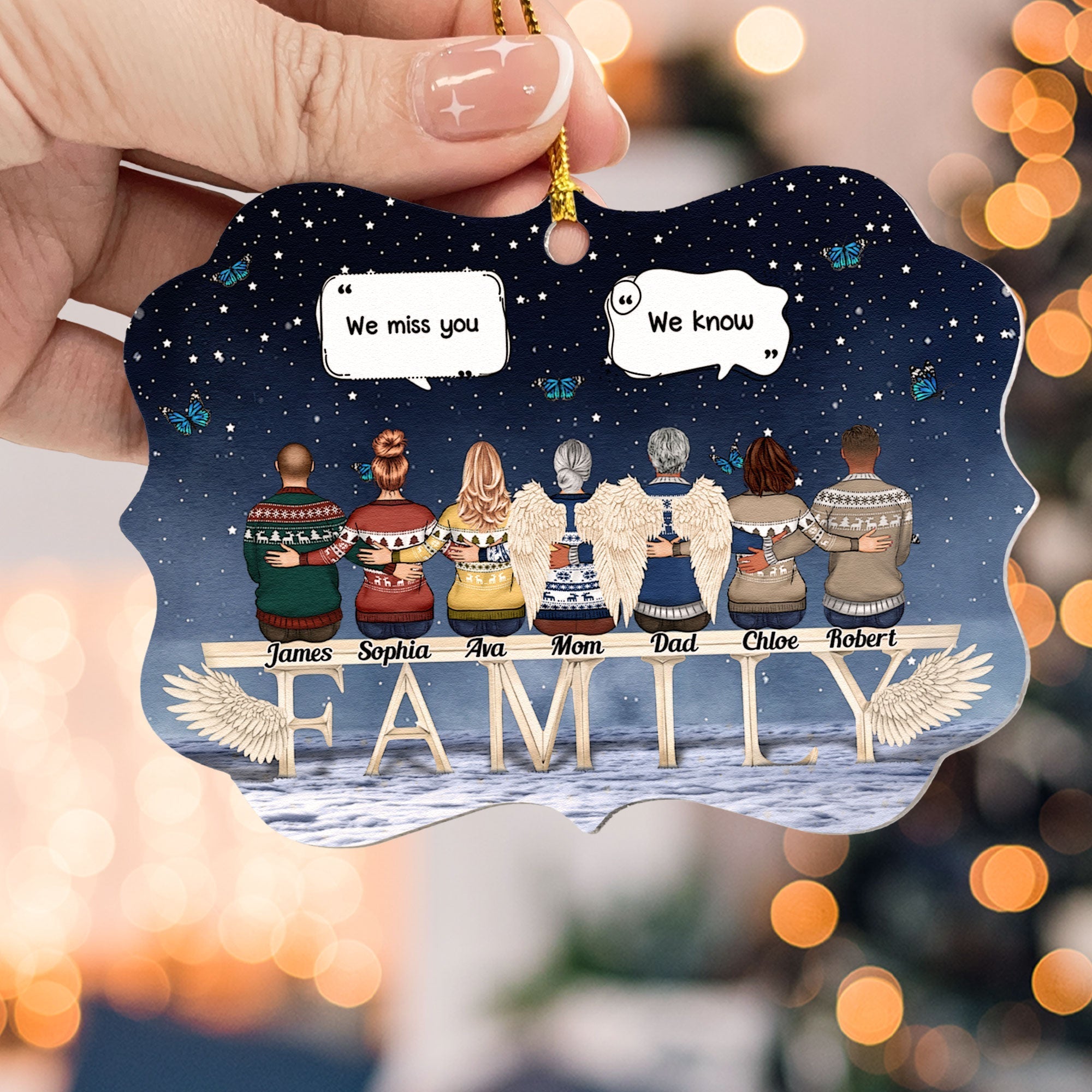 Miss You Beyond The Stars - Personalized Aluminum, Wooden Ornament - Memorial Christmas Gift For Family Members, Brothers, Sisters, Mom And Dad