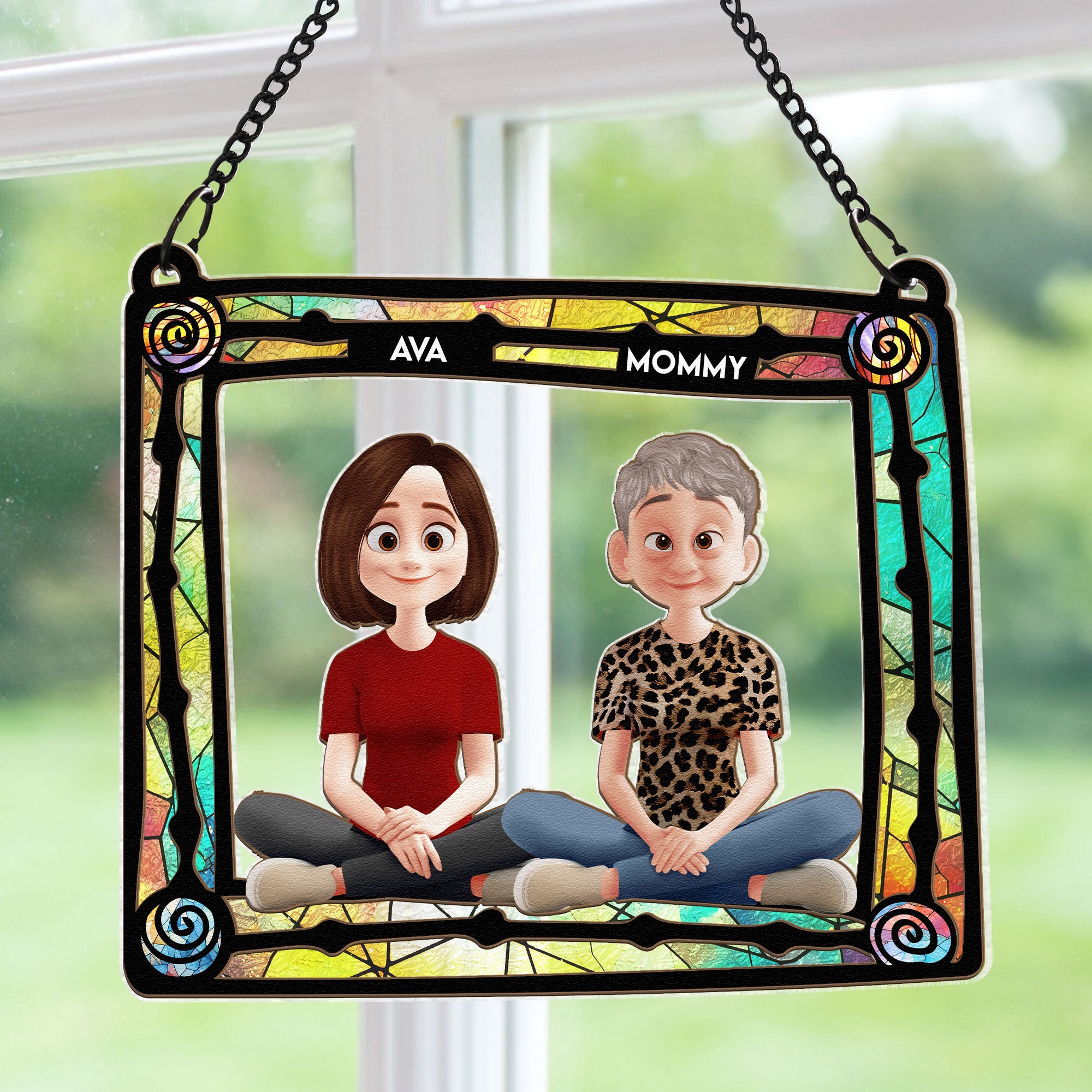 Mom-And-Her-Children-New-Version-Personalized-Window-Hanging-Suncatcher-Ornament_1