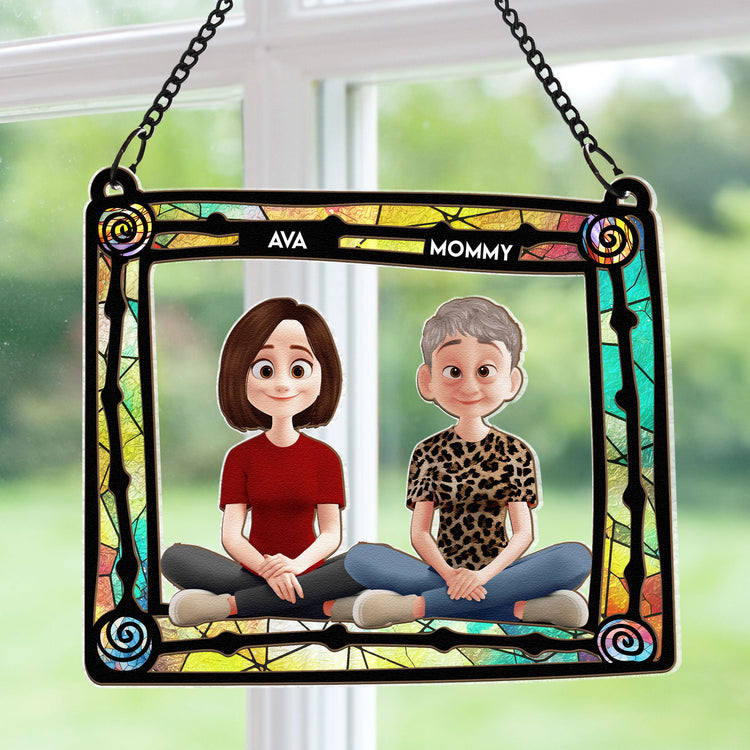 Mom-And-Her-Children-New-Version-Personalized-Window-Hanging-Suncatcher-Ornament_1