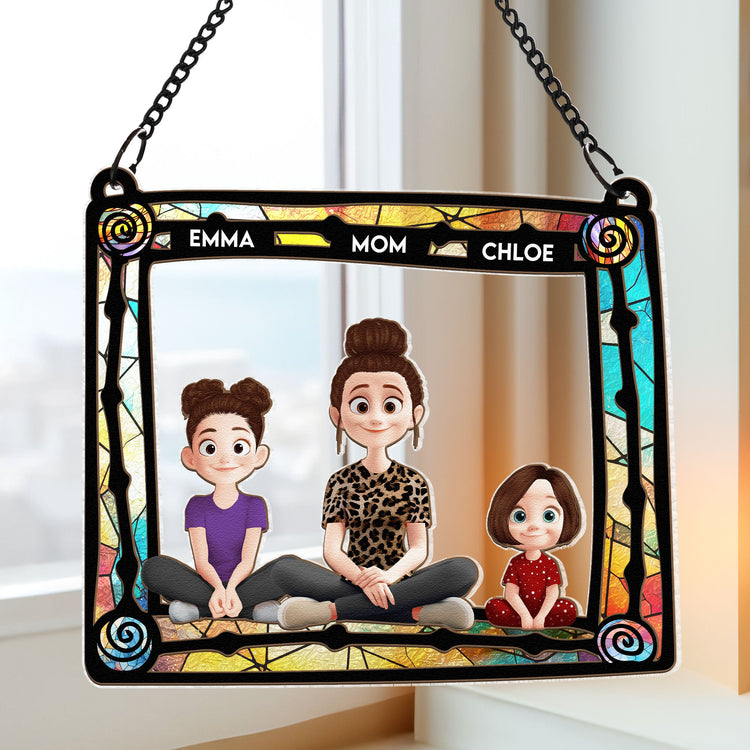 Mom-And-Her-Children-New-Version-Personalized-Window-Hanging-Suncatcher-Ornament_2