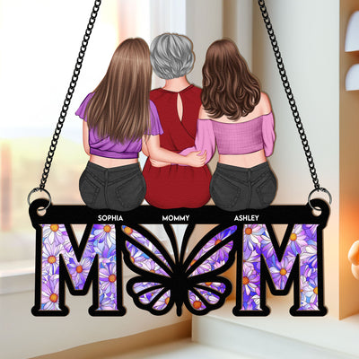 Mom & Her Children - Personalized Window Hanging Suncatcher Ornament