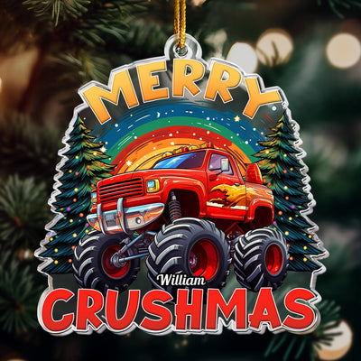 Monster Truck Custom Name For Kids, Boy - Personalized Acrylic Ornament