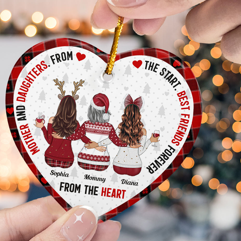 Mother And Daughters Best Friends Forever From The Heart. - Personalized Ceramic Ornament