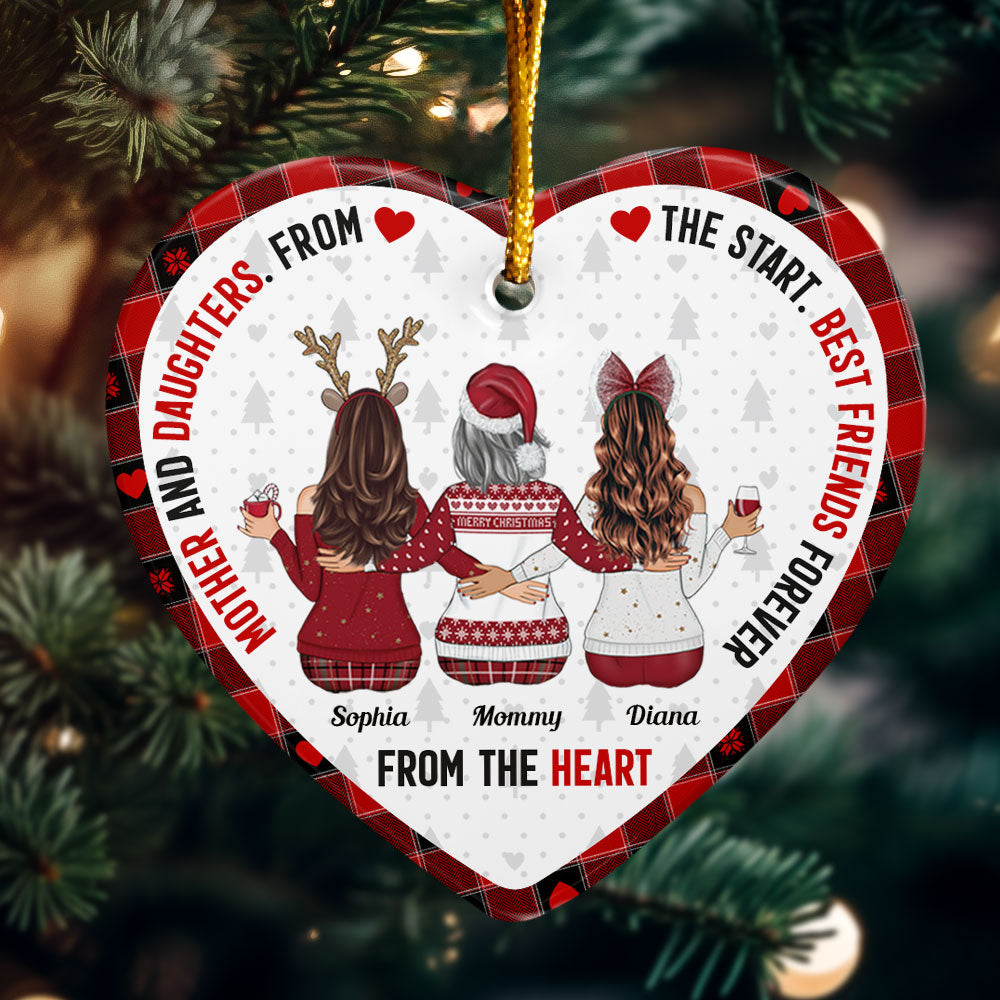 Mother And Daughters Best Friends Forever From The Heart. - Personalized Ceramic Ornament