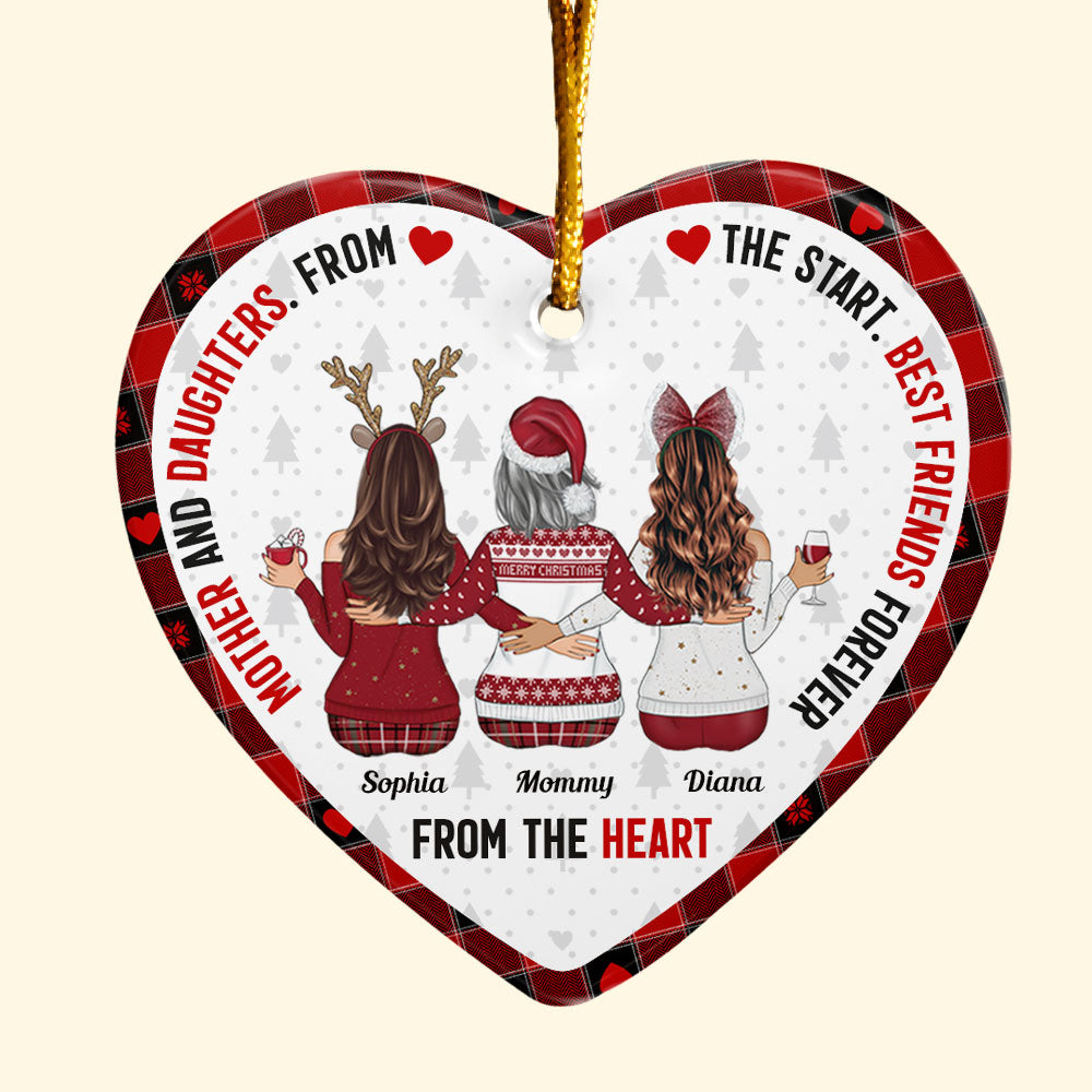 Mother And Daughters Best Friends Forever From The Heart. - Personalized Ceramic Ornament