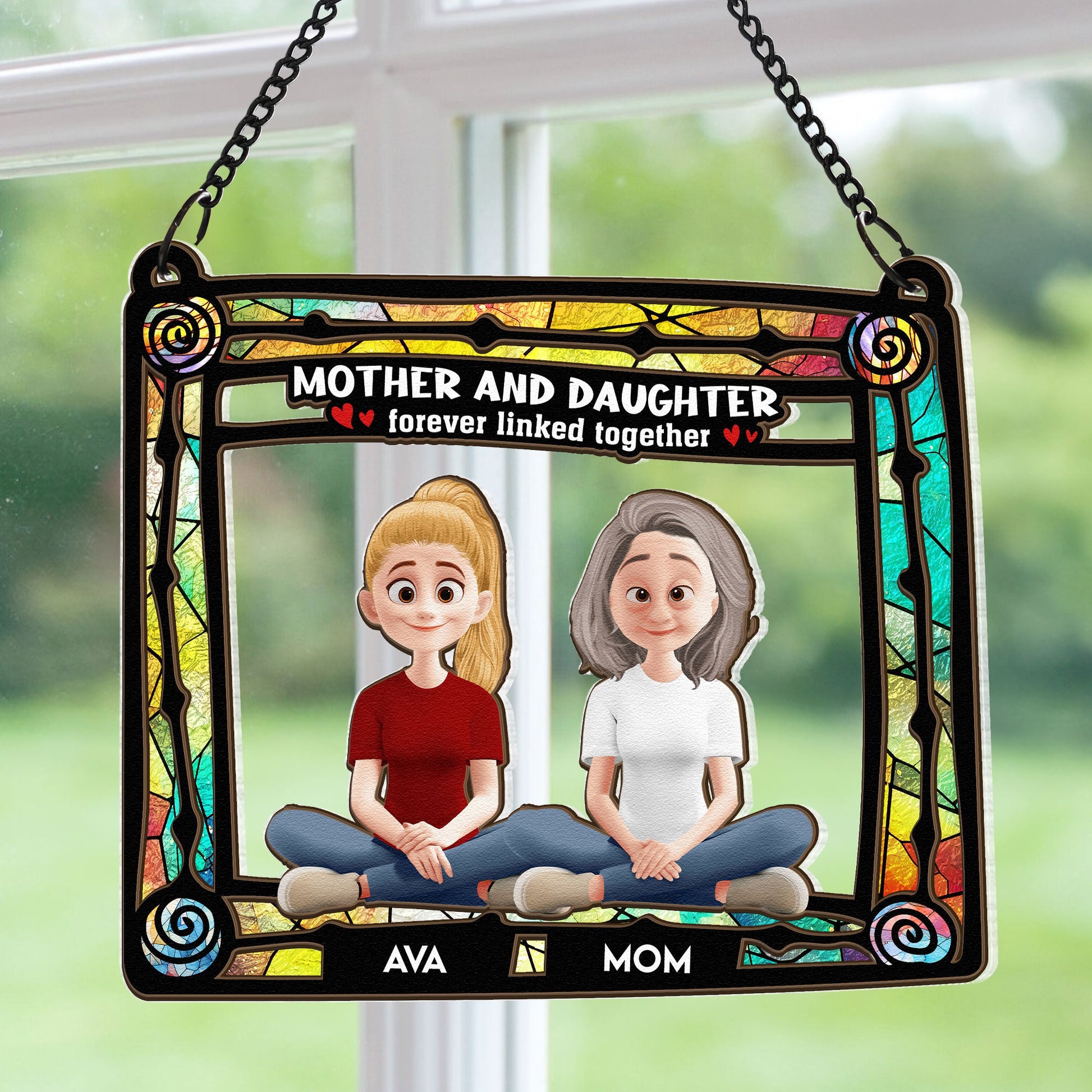 Mother-And-Her-Children-New-Version-Personalized-Window-Hanging-Suncatcher-Ornament_1
