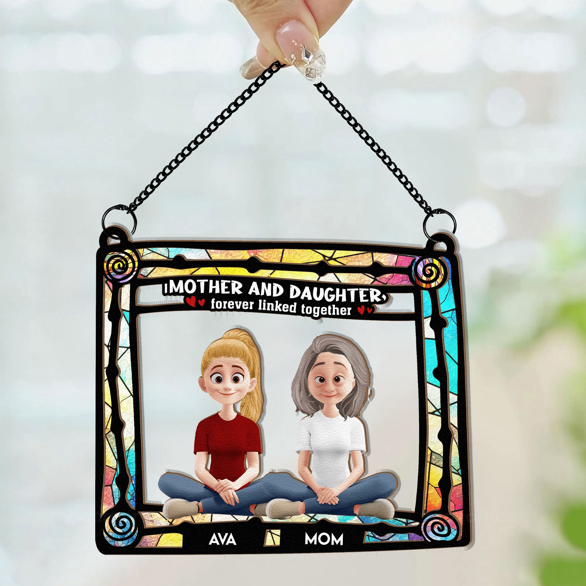 Mother-And-Her-Children-New-Version-Personalized-Window-Hanging-Suncatcher-Ornament_3