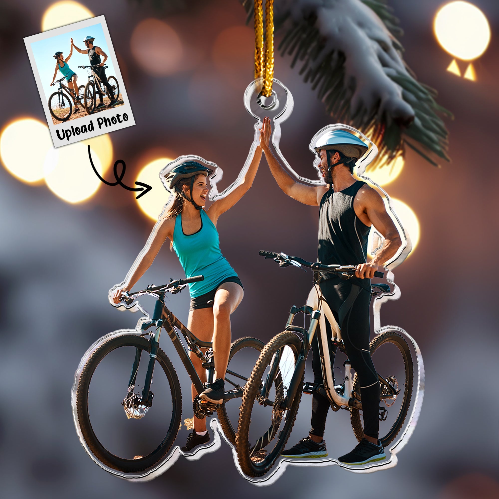 Mountain Biking Ornament Biker Christmas Gift - Personalized Acrylic Photo Ornament
