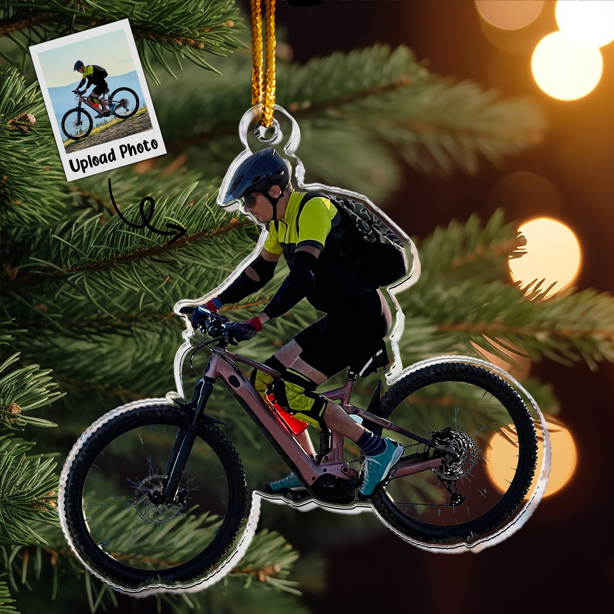 Mountain Biking Ornament Biker Christmas Gift - Personalized Acrylic Photo Ornament
