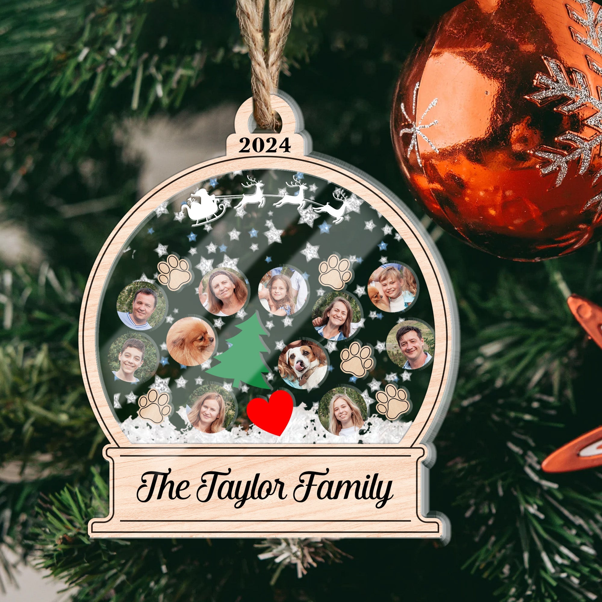 My Big Family Christmas Ornament - Personalized 3 Layered Christmas Shaker Ornament