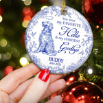 My Favorite Hello & Hardest Goodbye Toile De Jouy - Personalized Ceramic Ornament