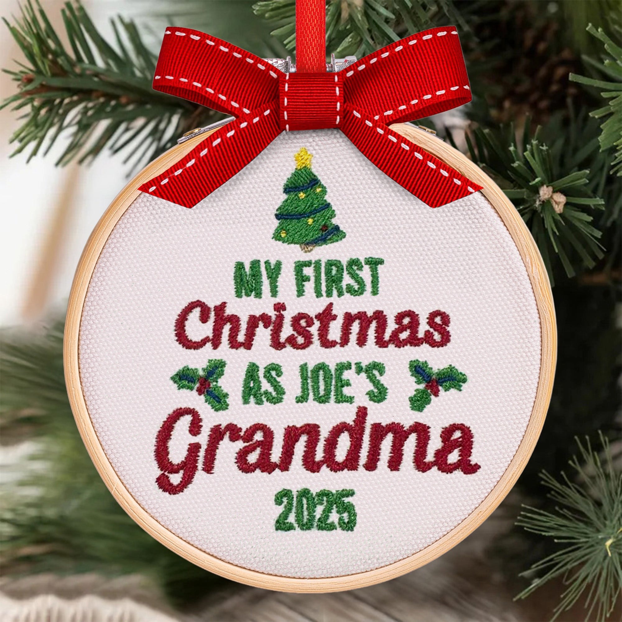 My First Christmas As Grandma - Personalized Embroidered Ornament