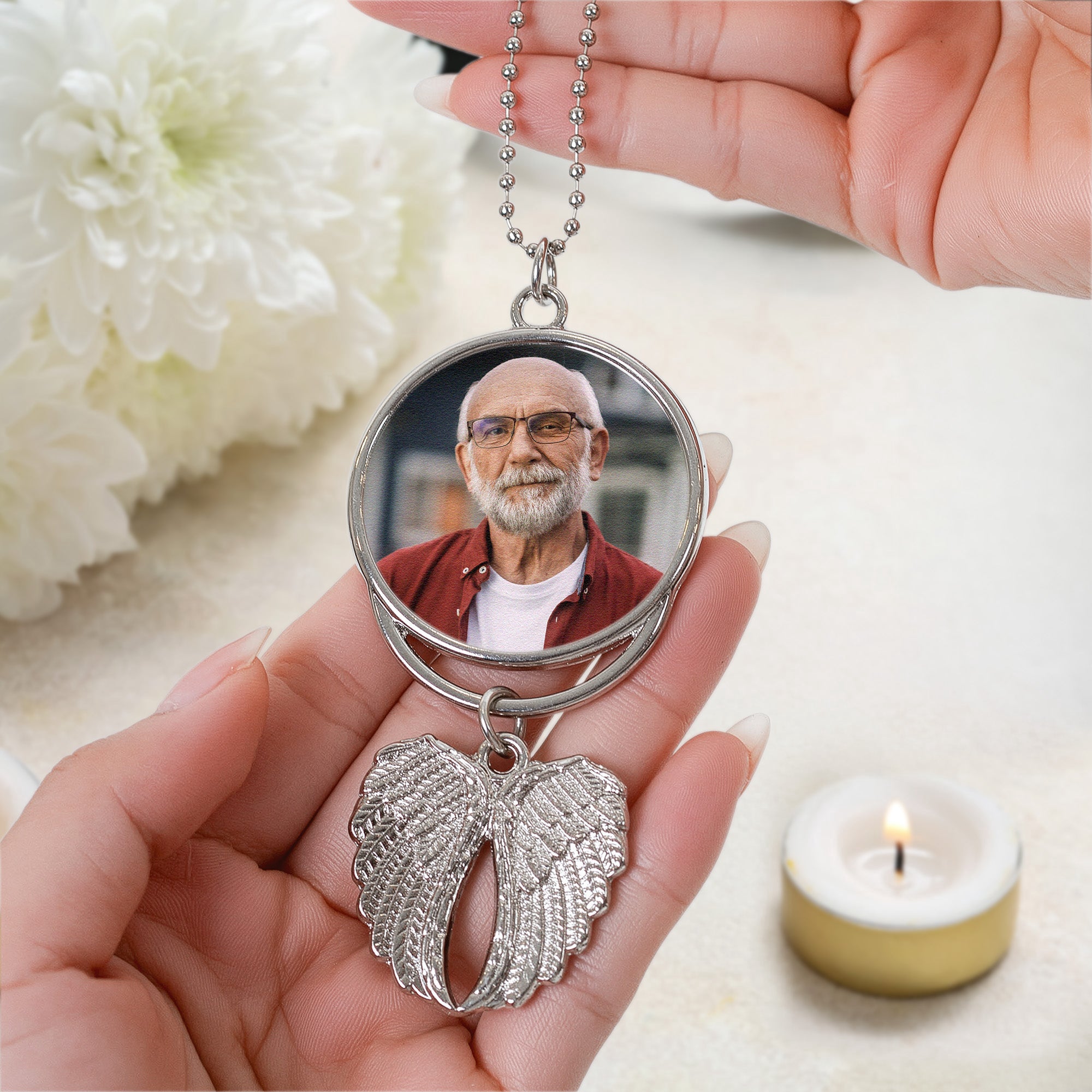 My Mind Still Talks To You - Custom Angel Wings Photo Ornament