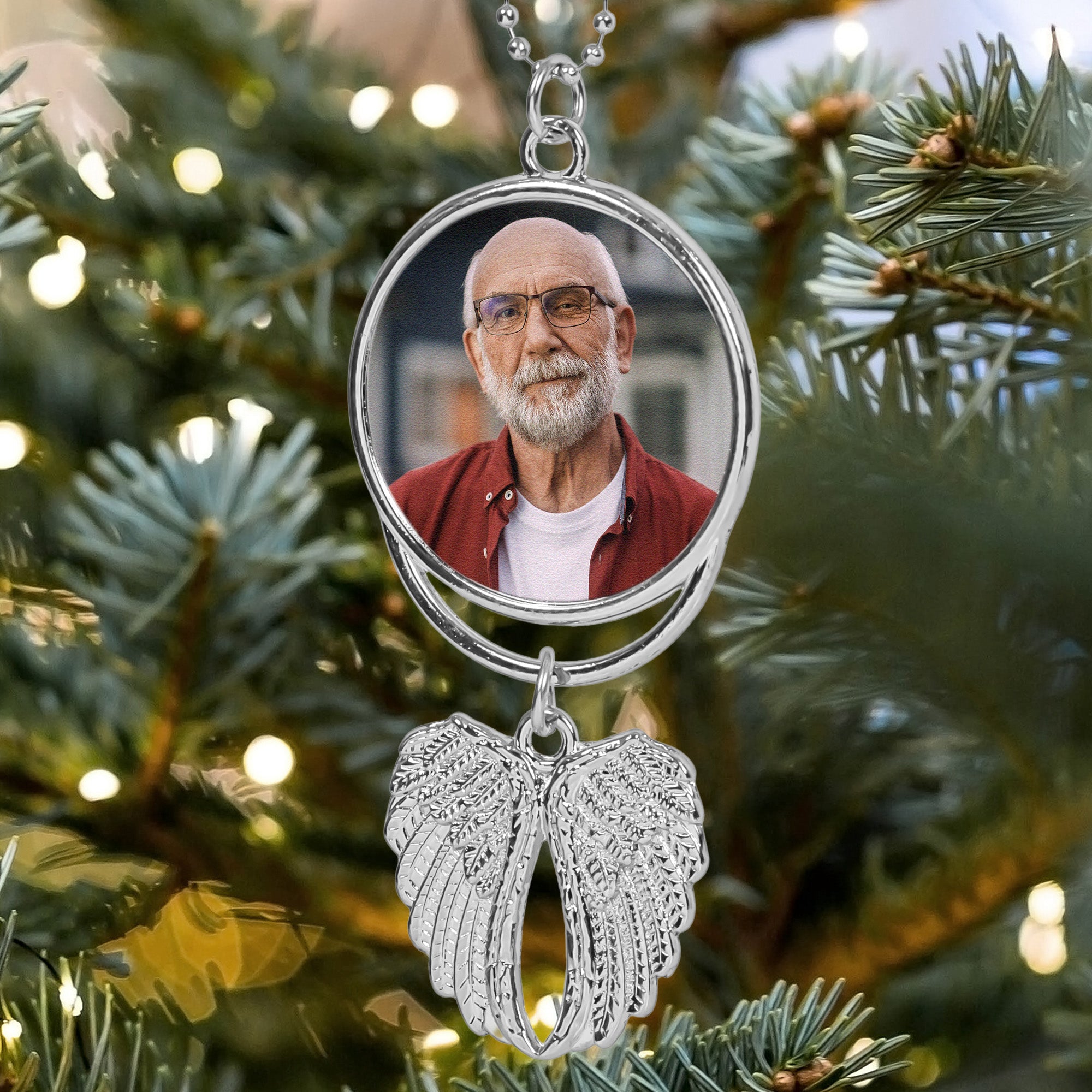 My Mind Still Talks To You - Custom Angel Wings Photo Ornament