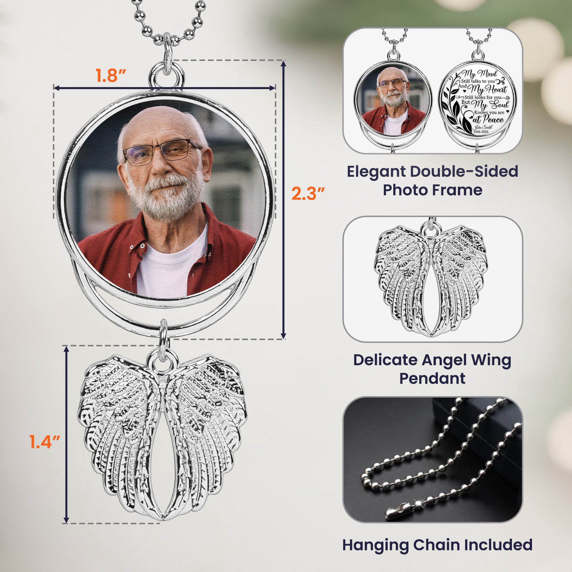 My Mind Still Talks To You - Custom Angel Wings Photo Ornament