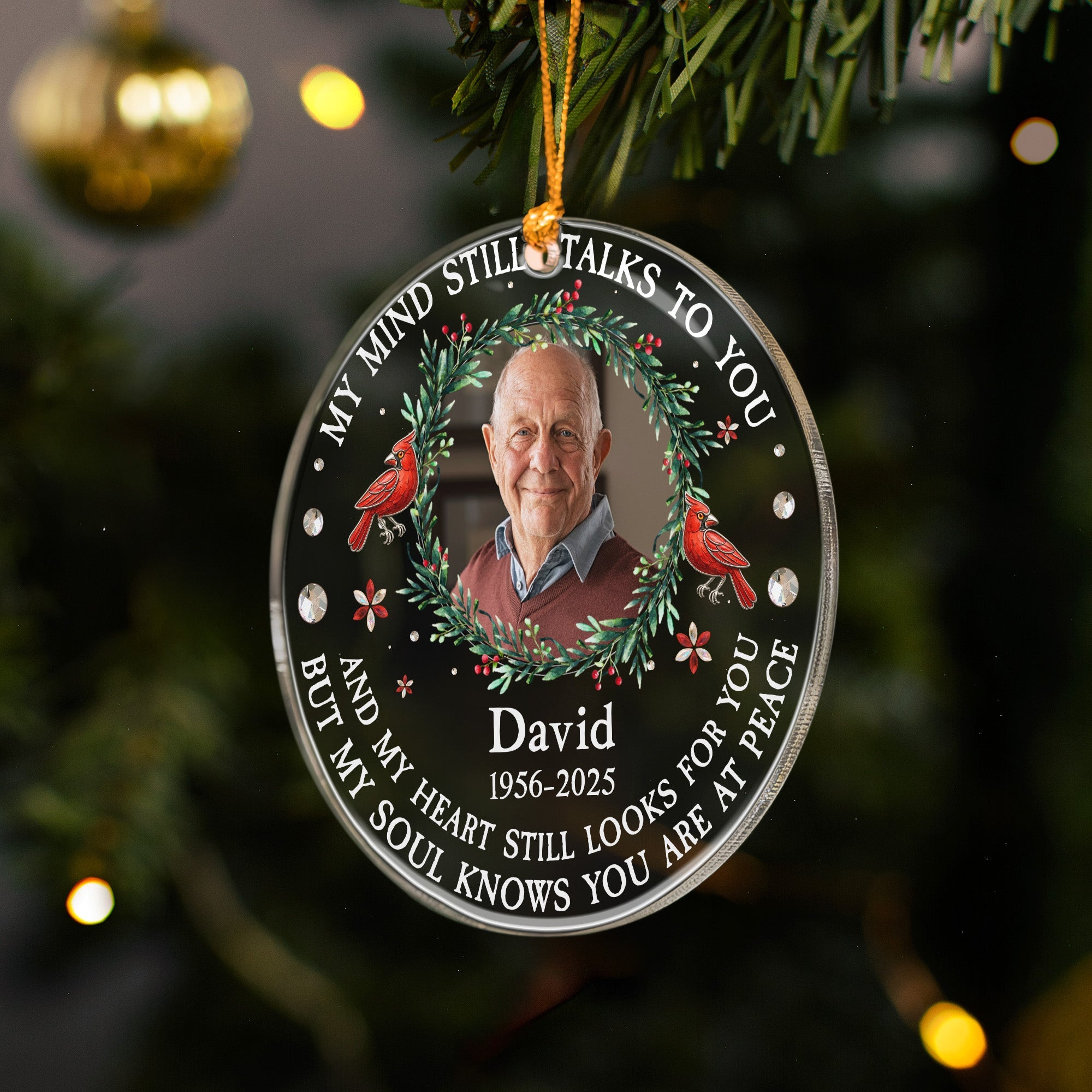 My Mind Still Talks To You Memorial Ornament - Personalized Acrylic Photo Ornament