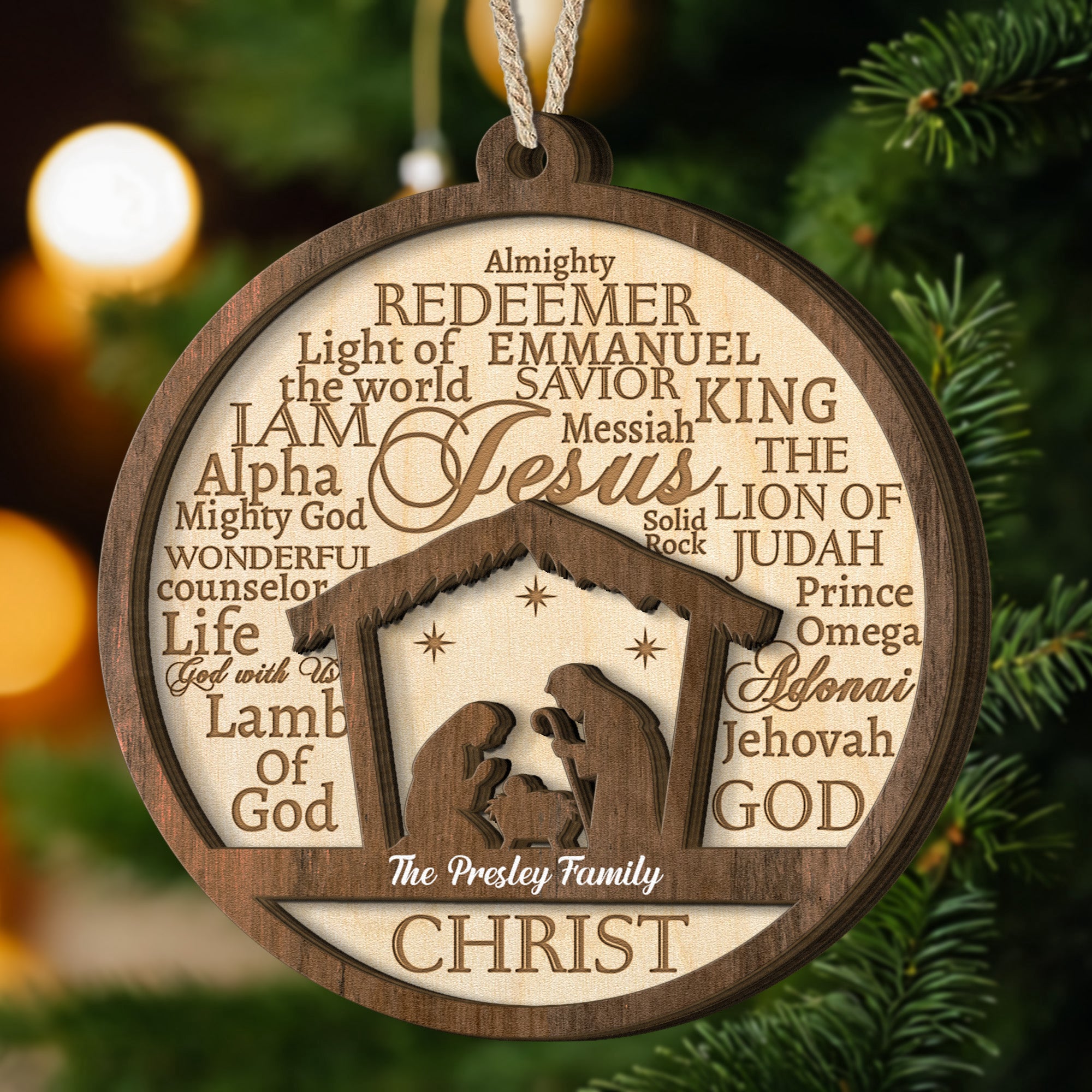 Names Of Jesus/God/Christ - Personalized Wooden Ornament